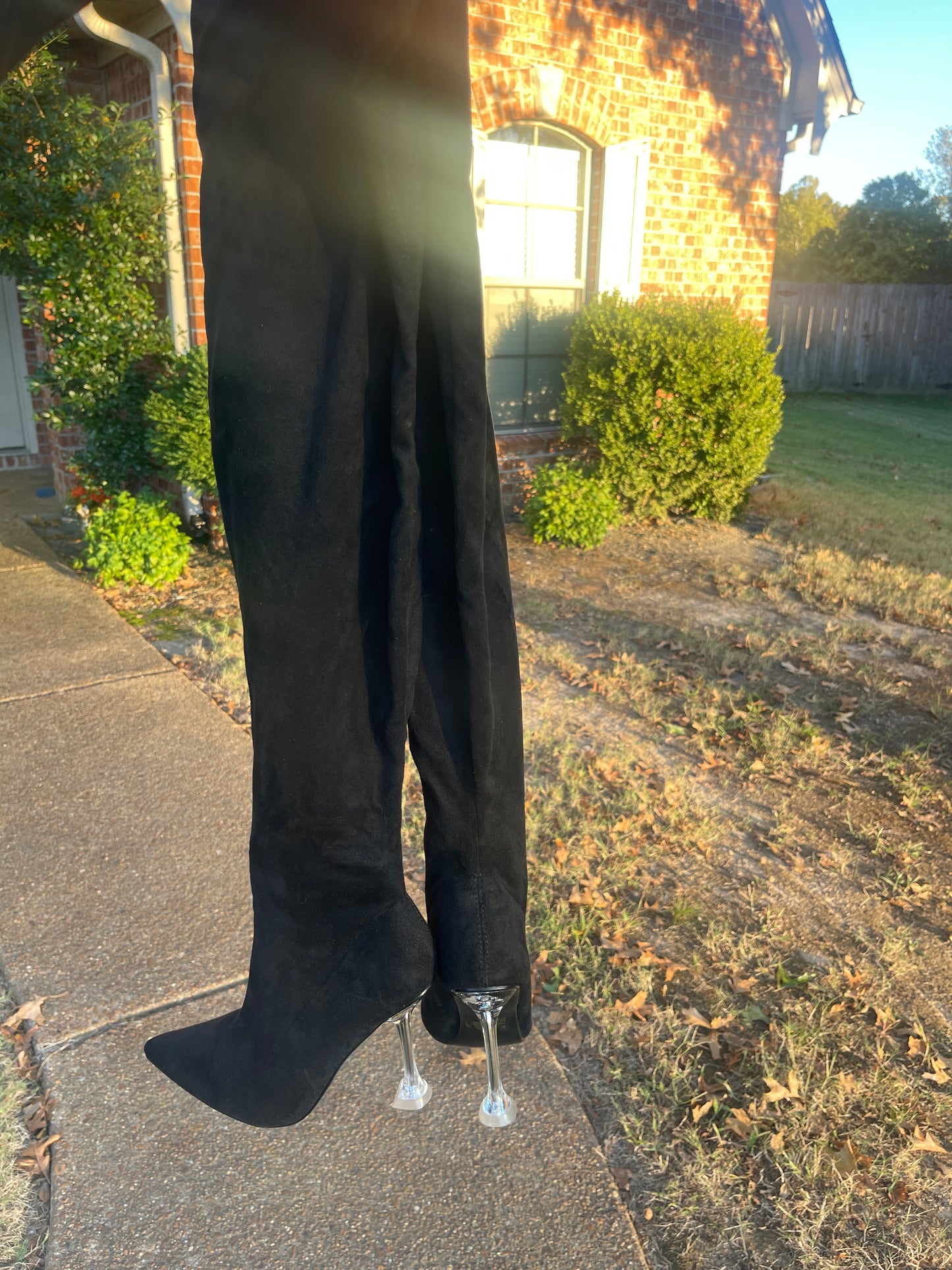NEW Revol tall black clear heels women