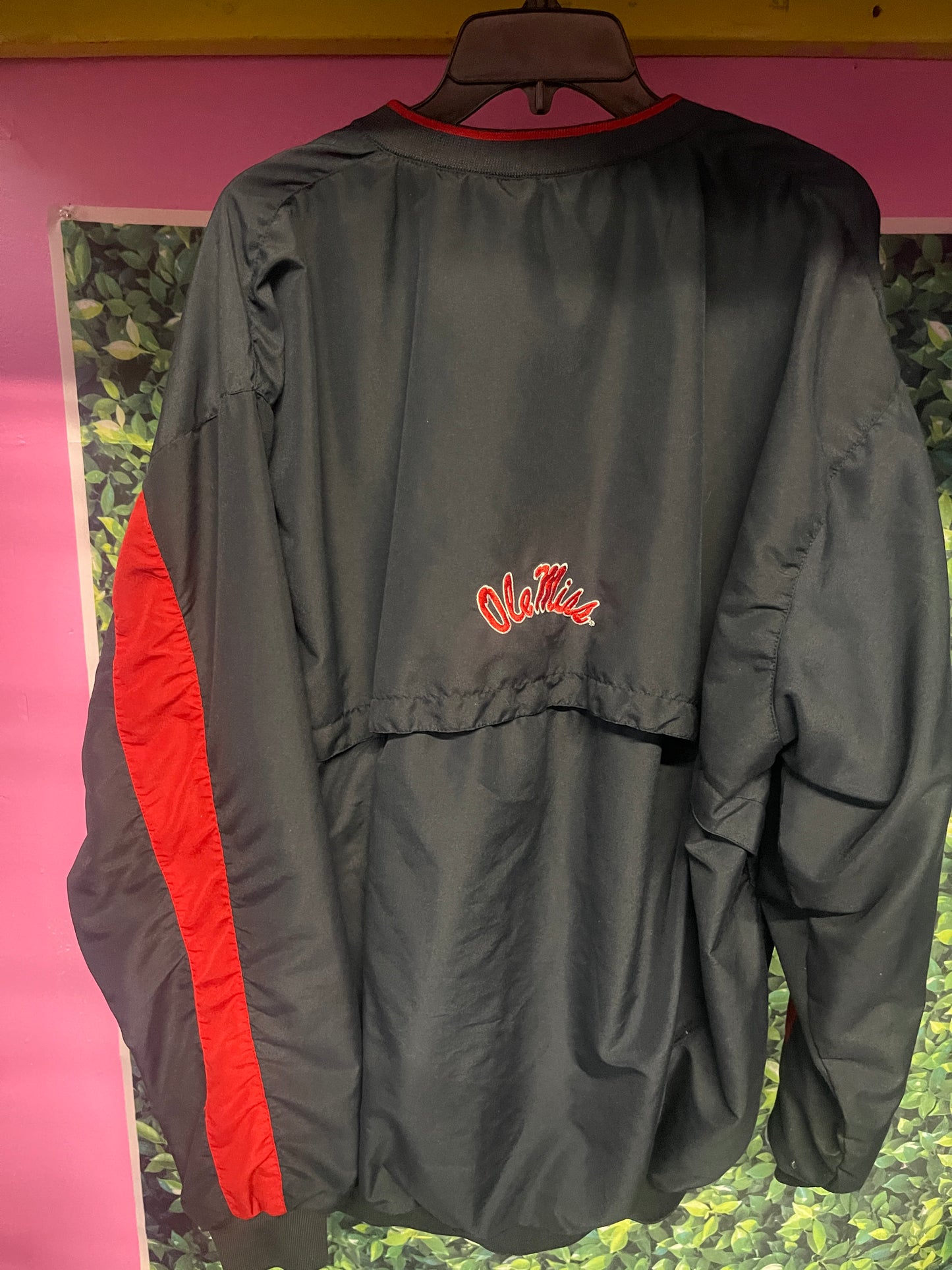 Ole miss navy blue red pull over men sz Large