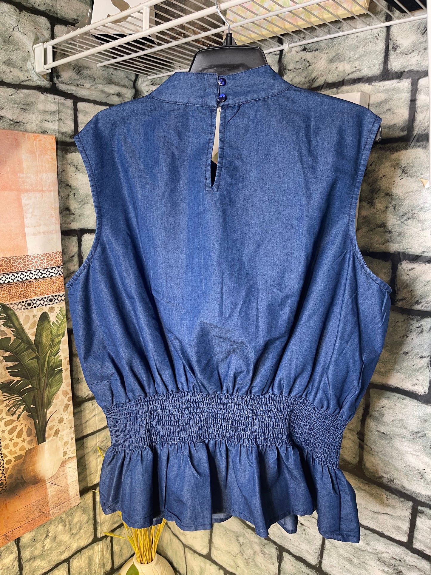 NEW Ashley Stewart Blue Denim Blouse Women sz 20