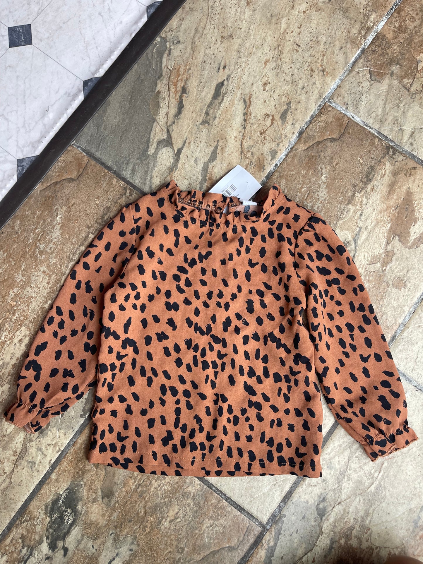 Shein Brown Black Shirt Girls sz 110 = 5T