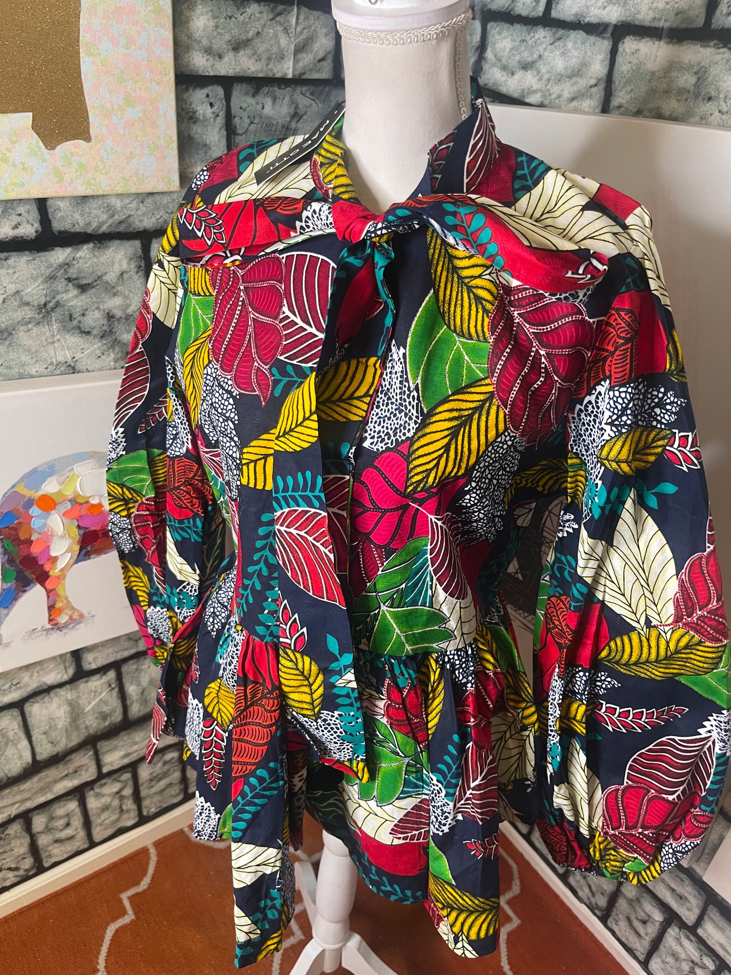 NEW Mae Otti colorful blouse women sz Large