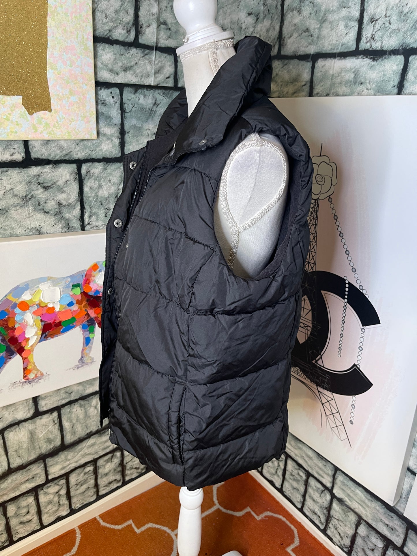 Old Navy Black Zip Up Vest Women Sz Large