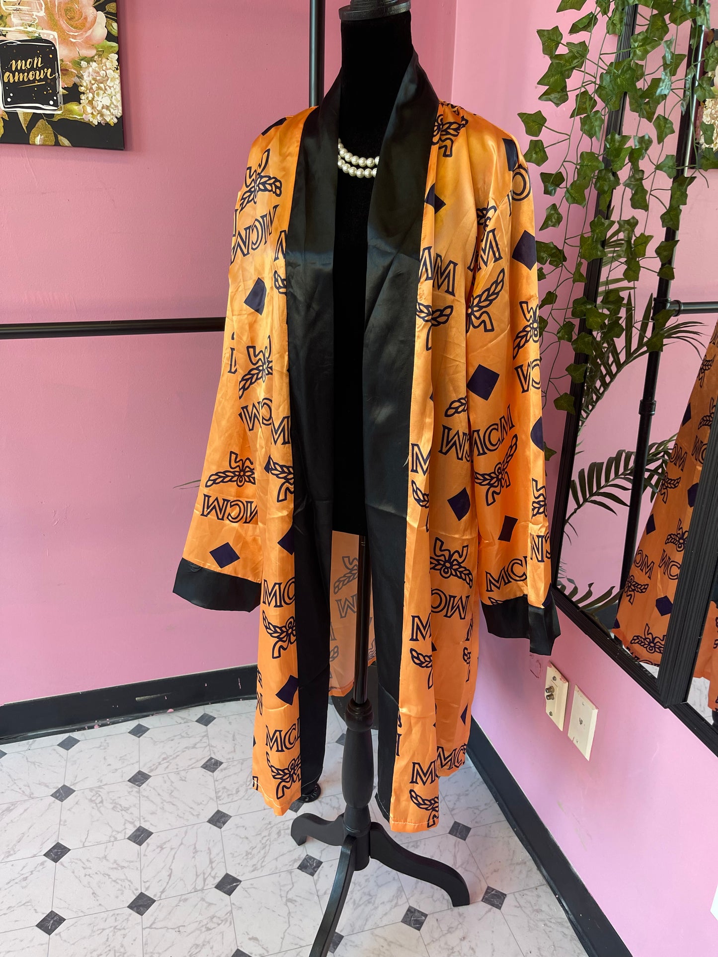 “MCM” cover / duster orange women sz Fits up to 2XL