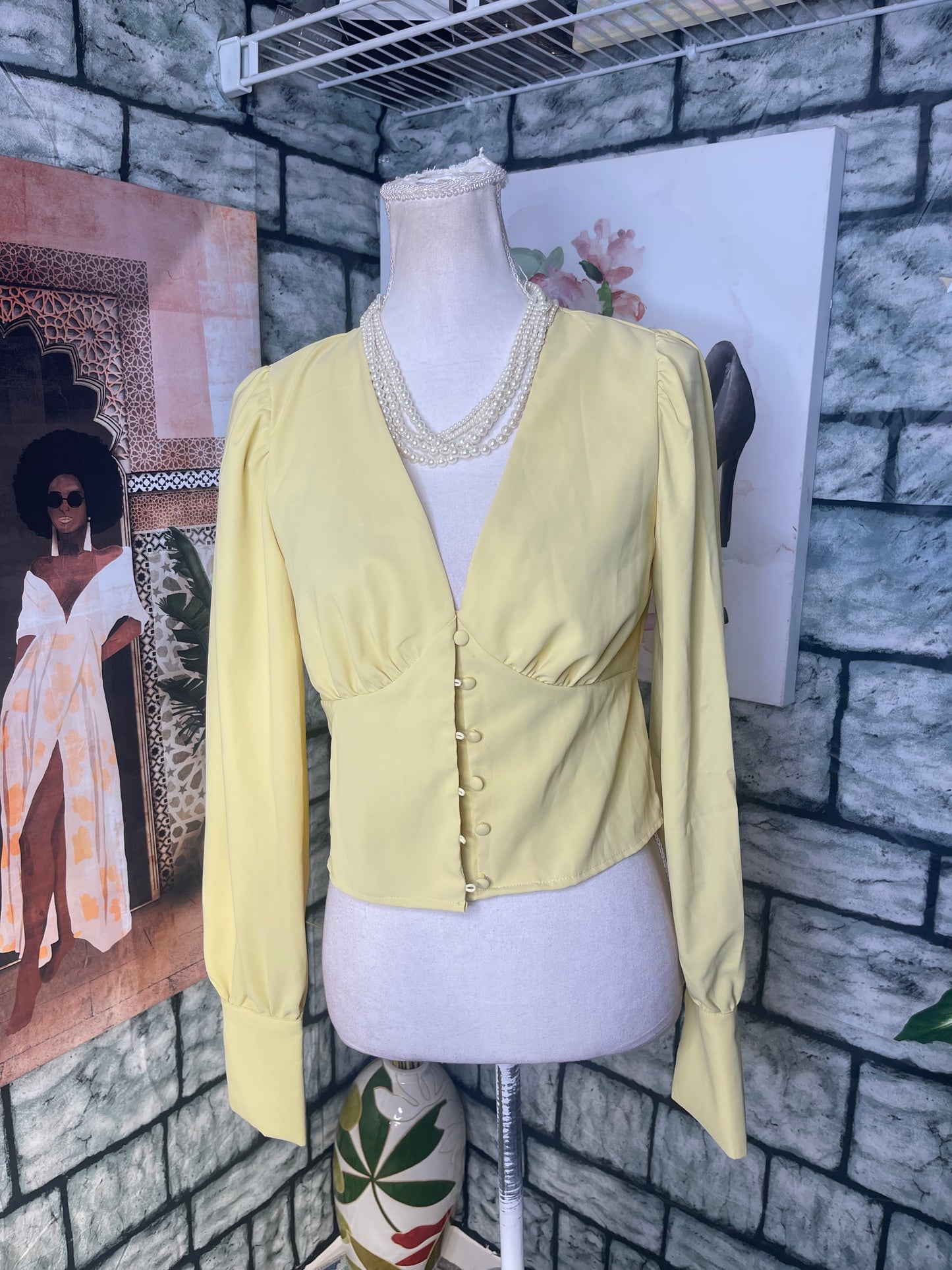 Yellow Blouse Women sz Small