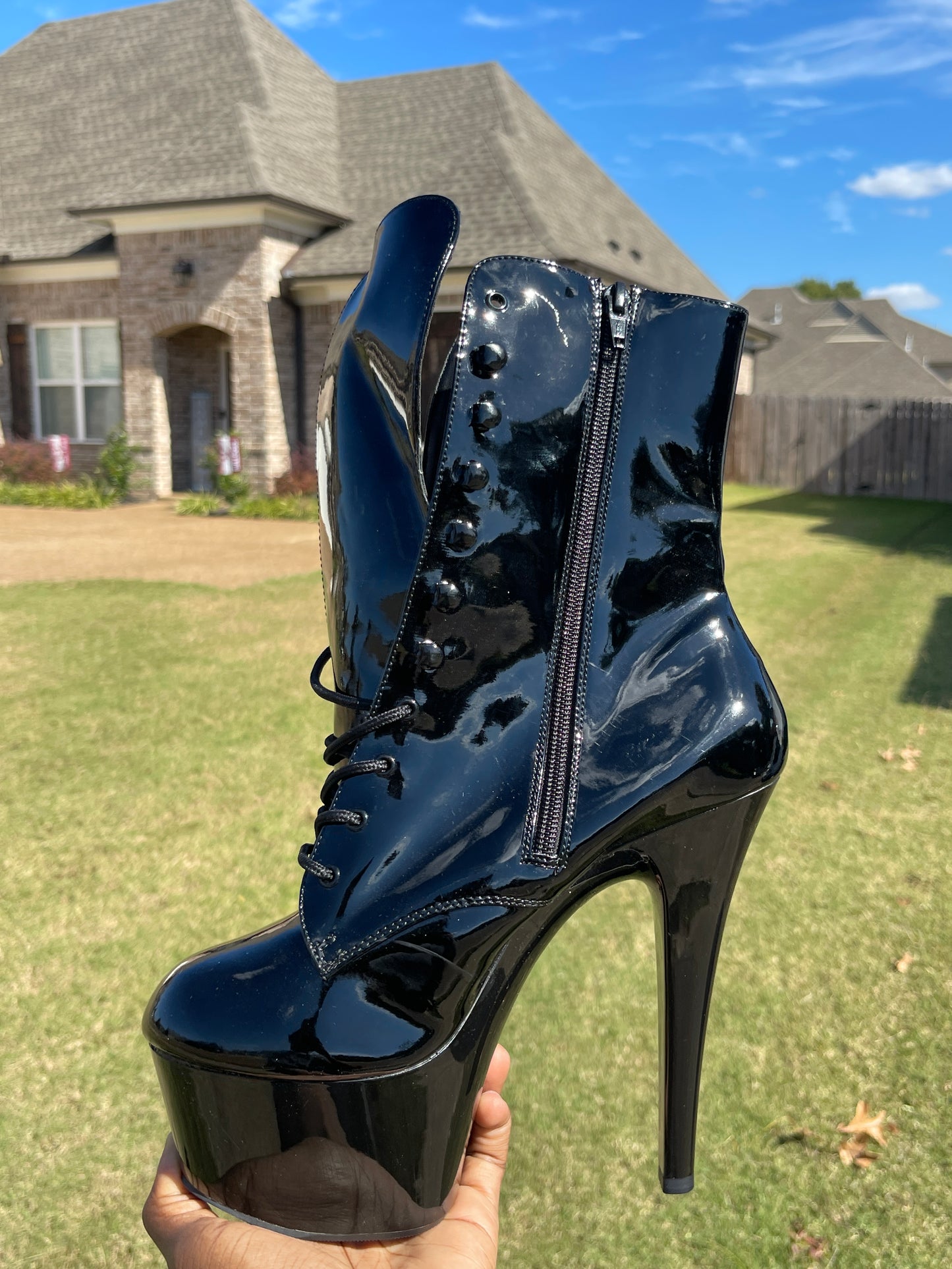 Pleaser Black Tall Platform Heels Women sz 10