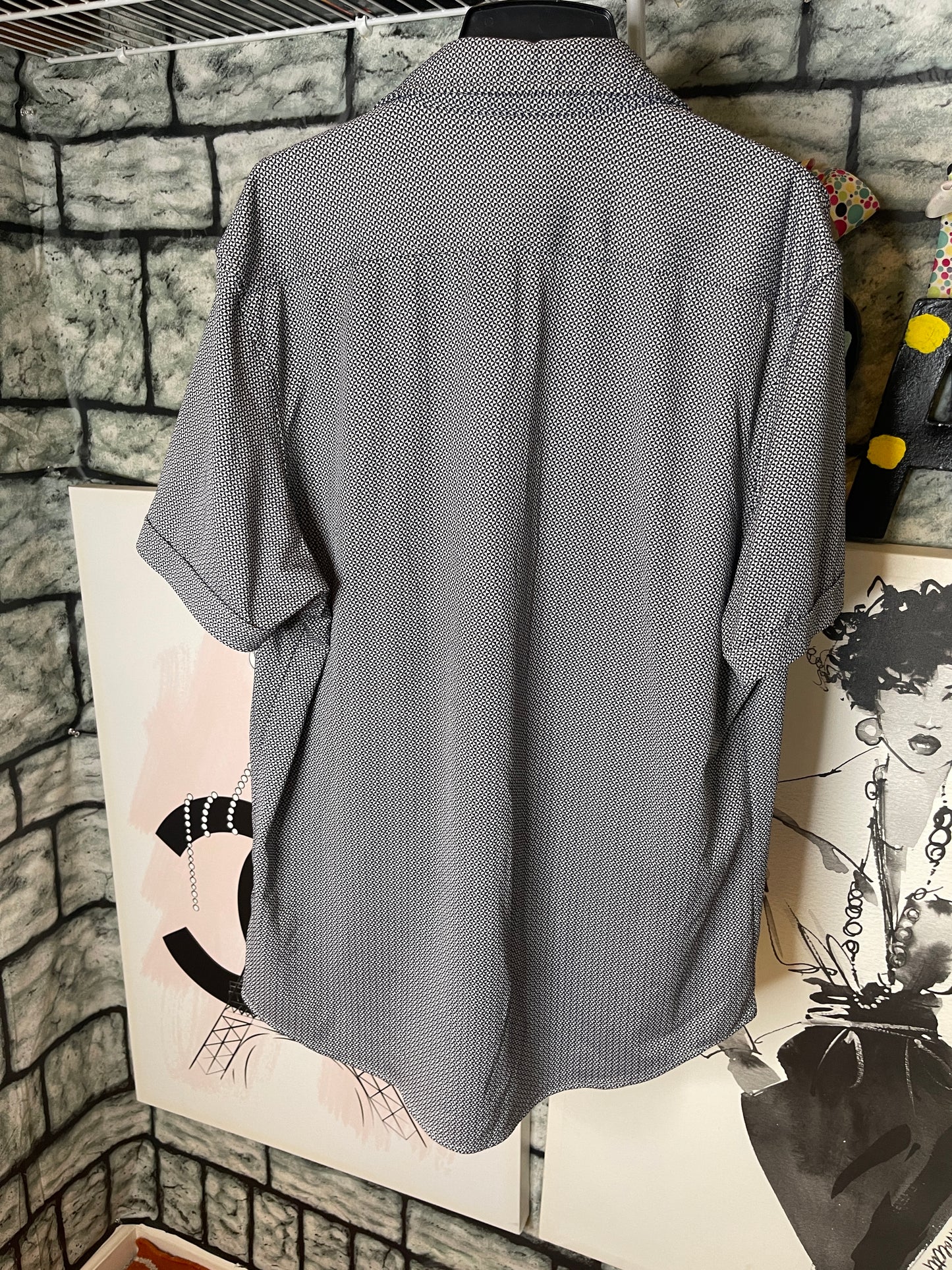 Murando Black Gray Shirt Men sz Large