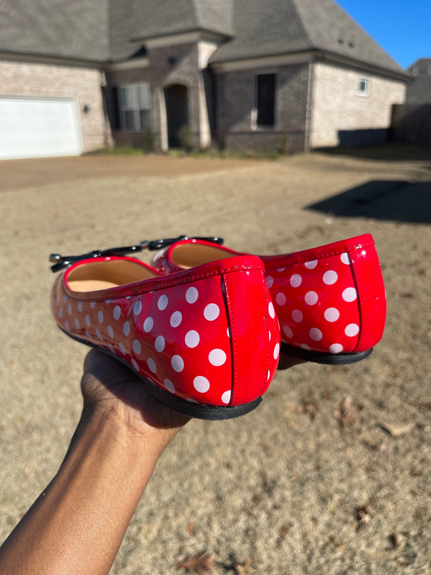 YDN Red White Polka Dot Flats Women sz 9.5