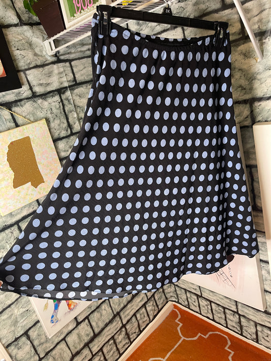 Black Blue Polka Dot Skirt Women sz 10