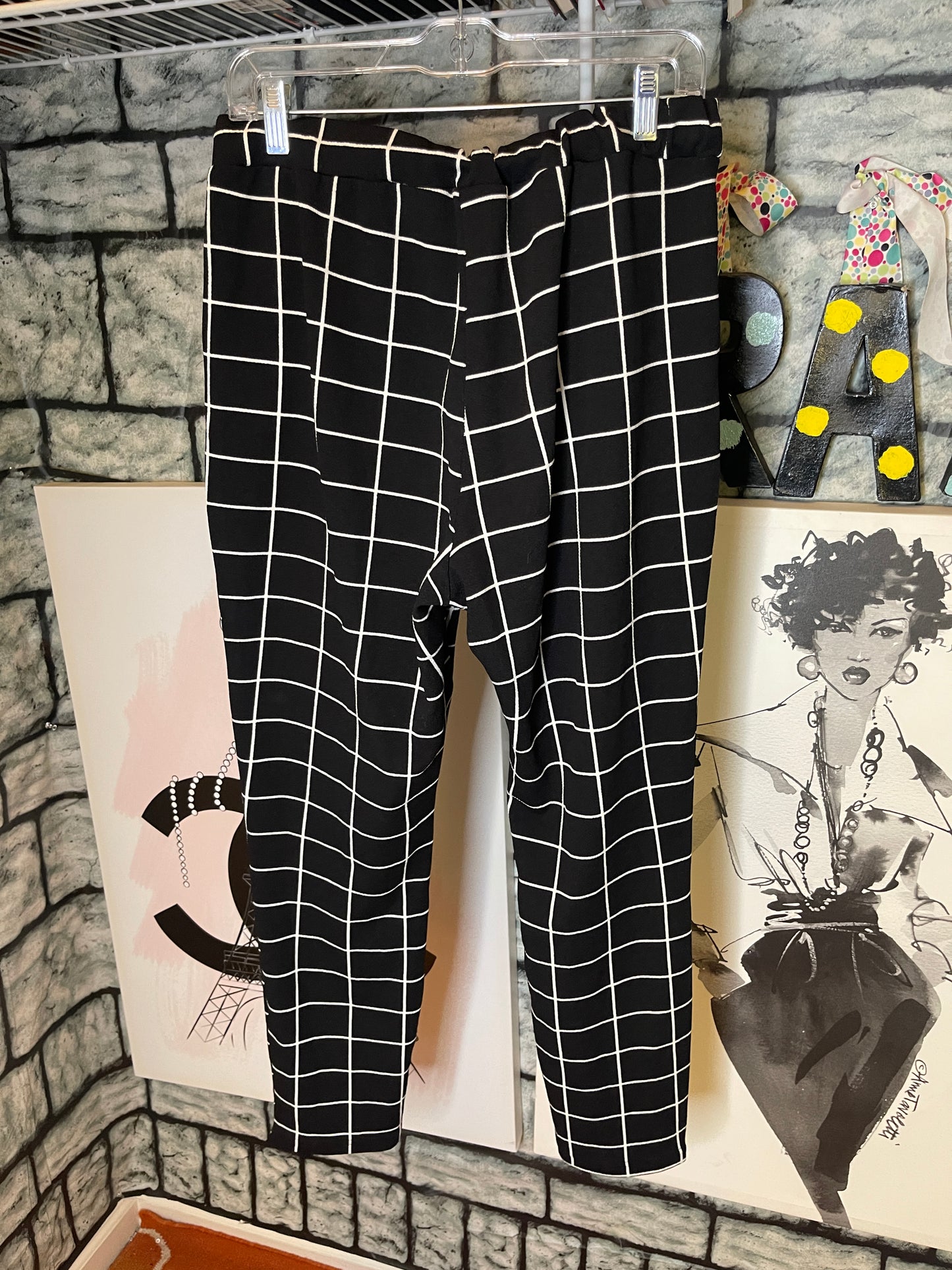 H&M Black White Pants Women sz XL