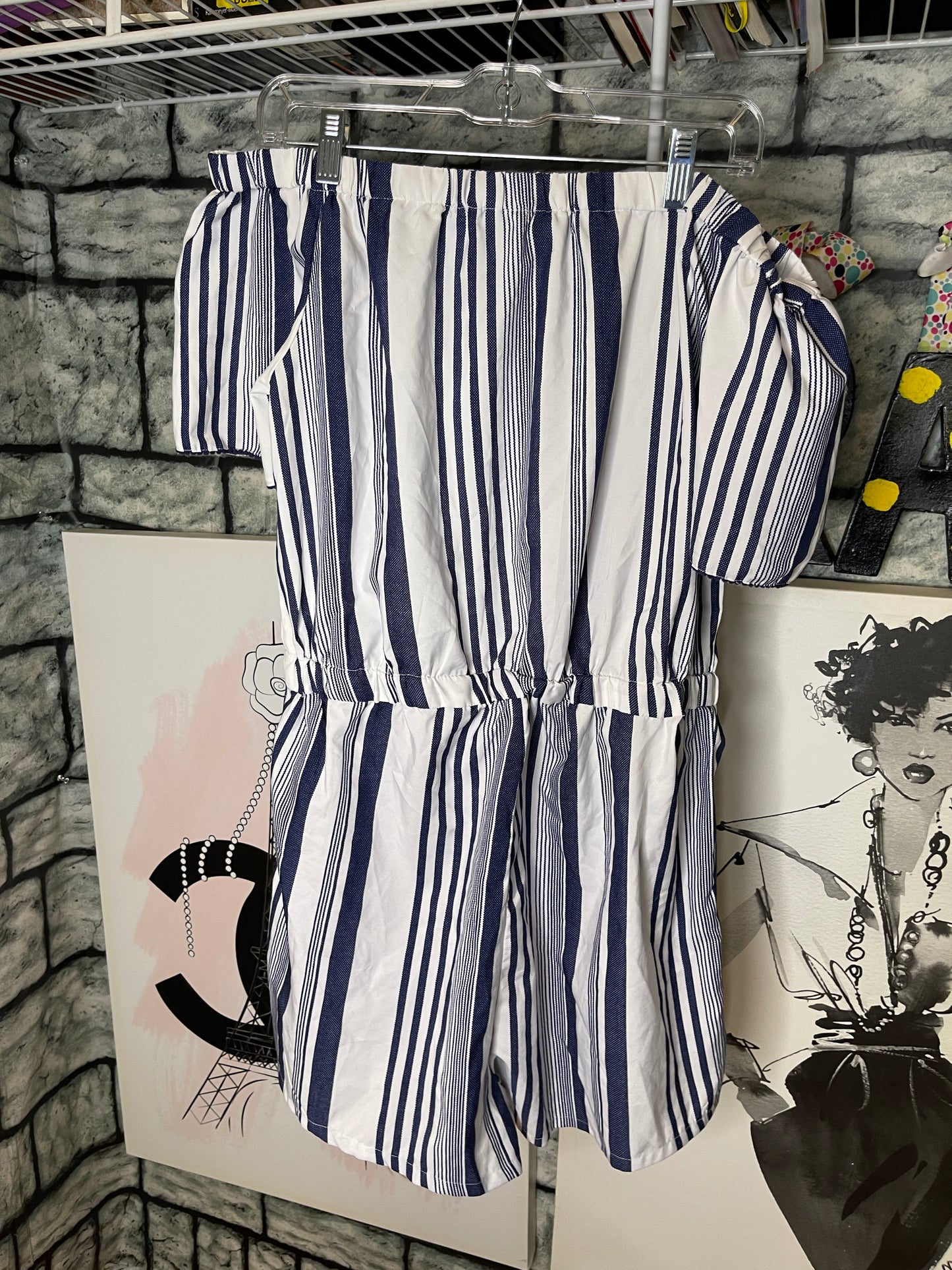 Style House Blue and White One Piece Women Sz XL