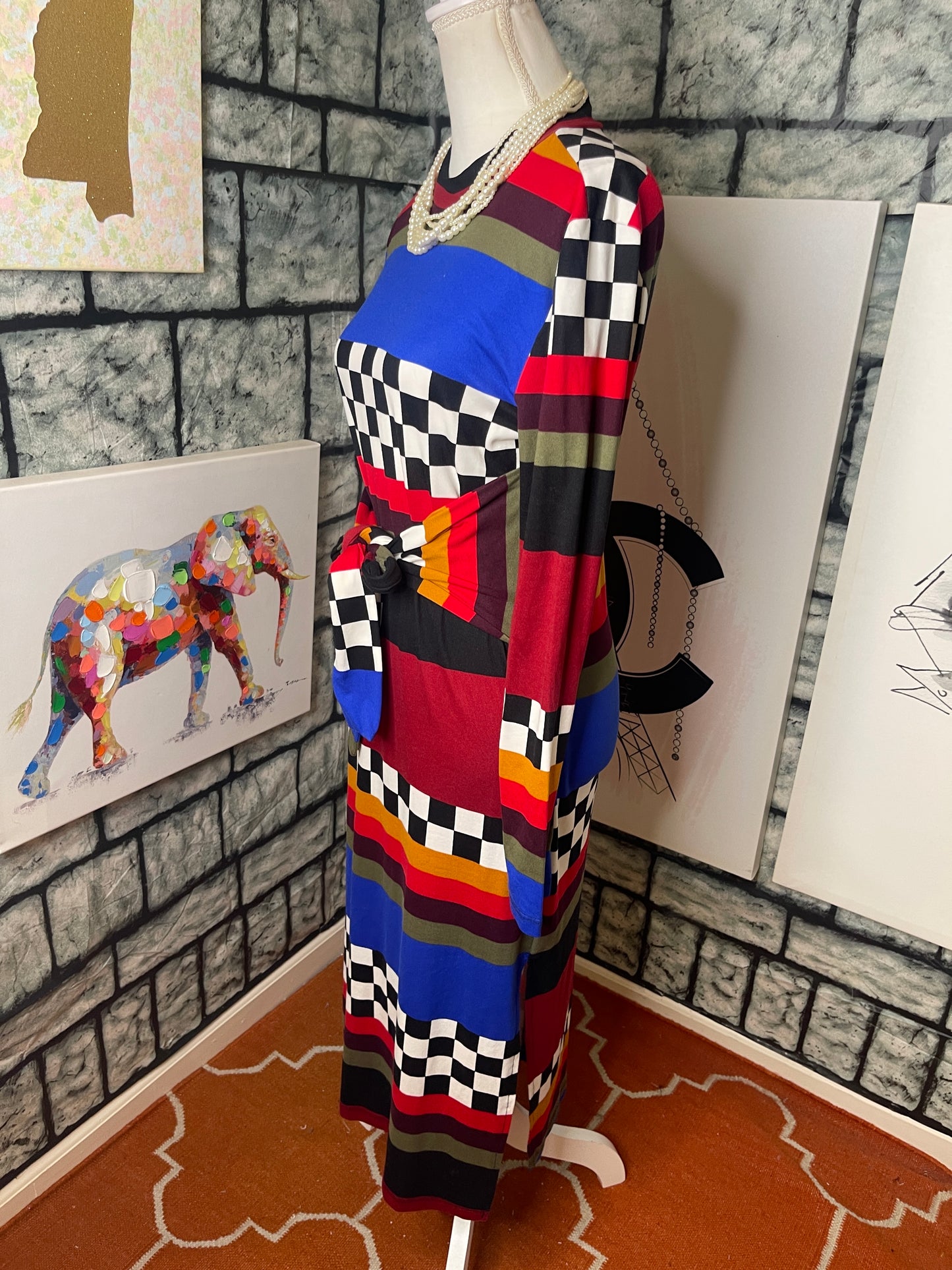 Dark Colorful Dress Women sz Large