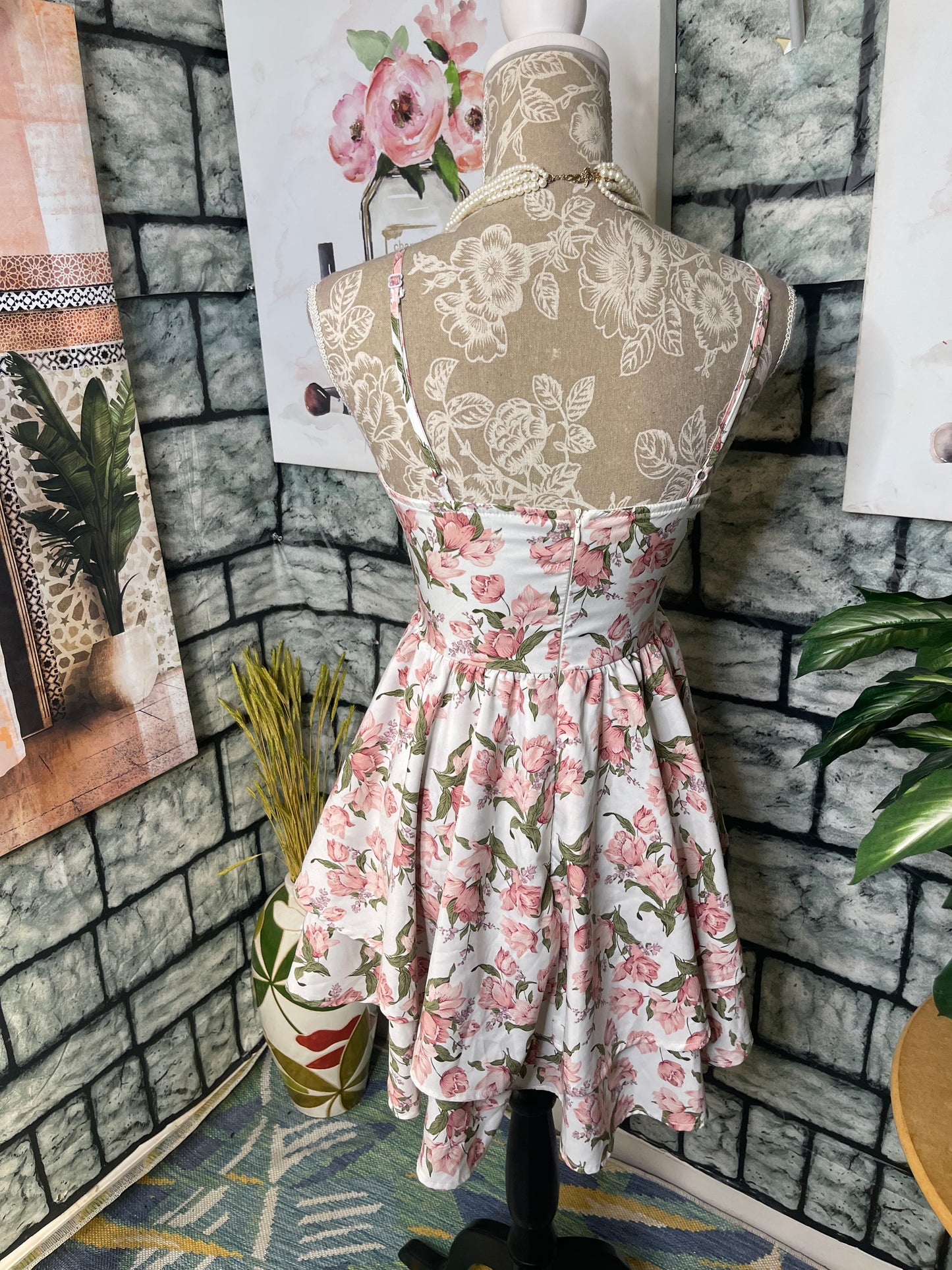 Shein Pink Floral Dresses Women sz Small