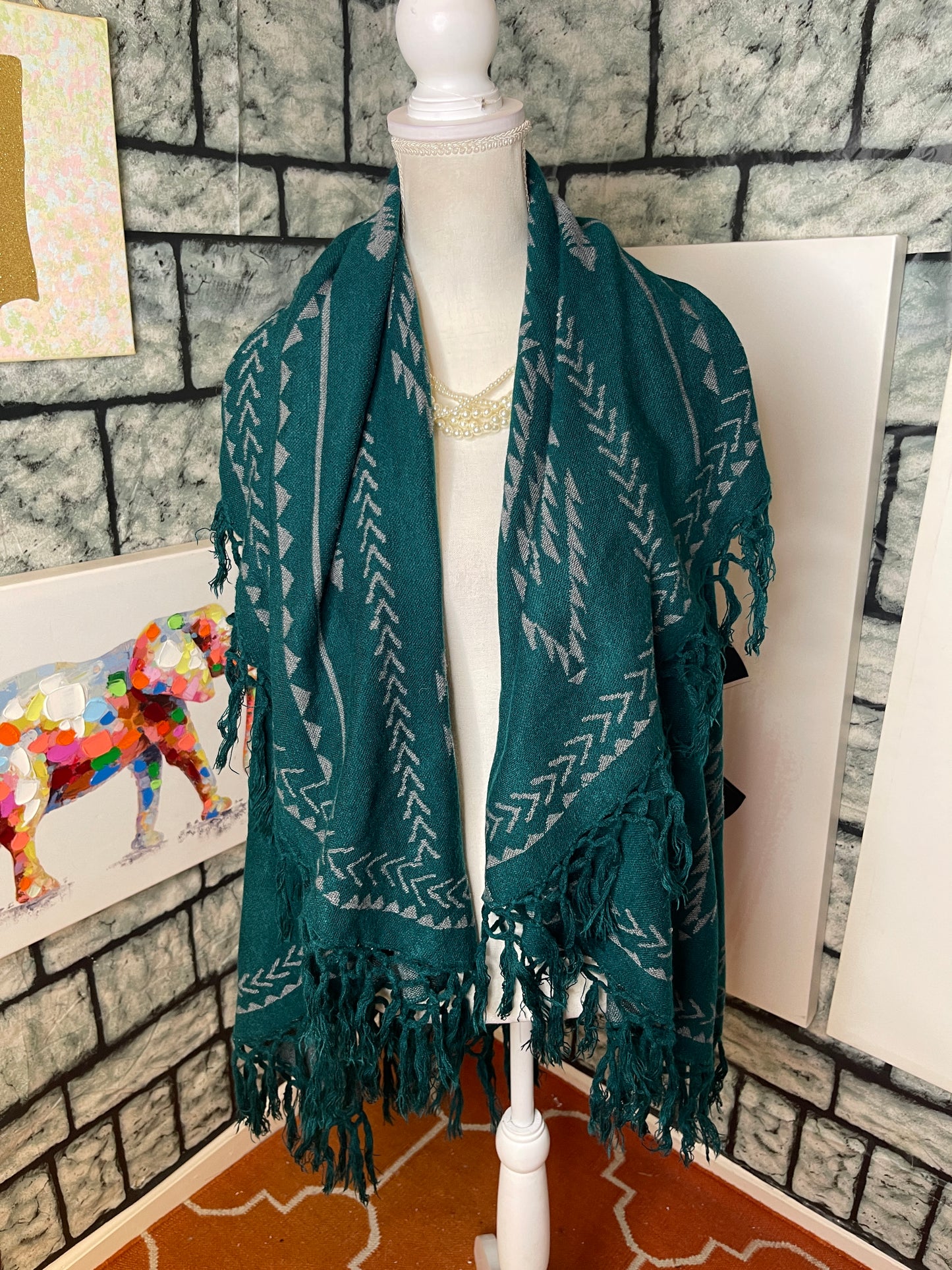 Green Gray Cardigan Sweater Women sz One Size (say fits up to XL)