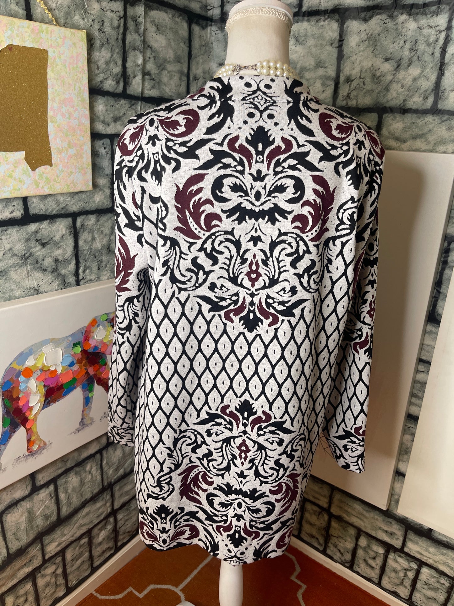 Peck & Peck Cover Sweater Black White Women sz Large