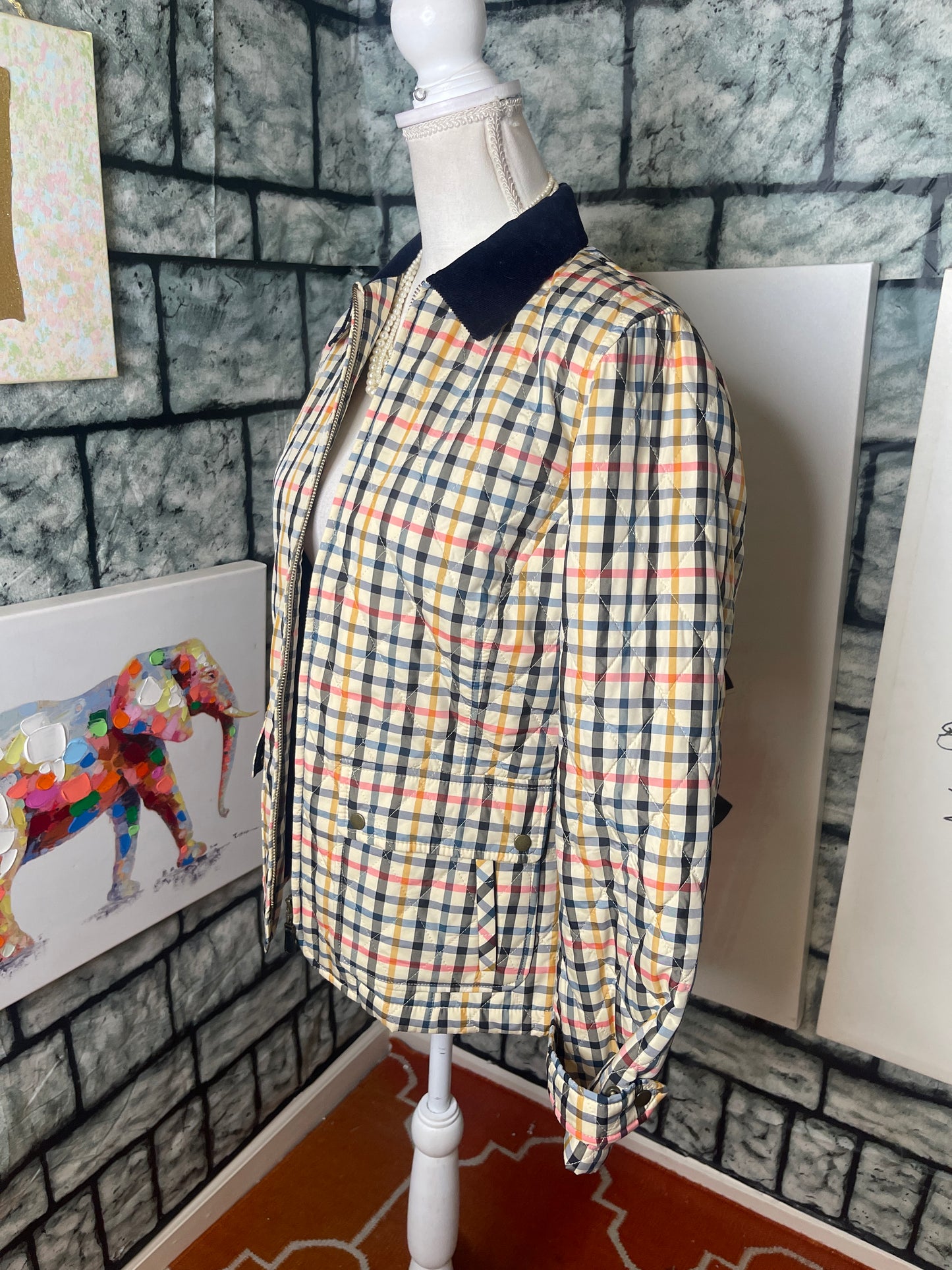Talbots beige colorful jacket women sz Medium