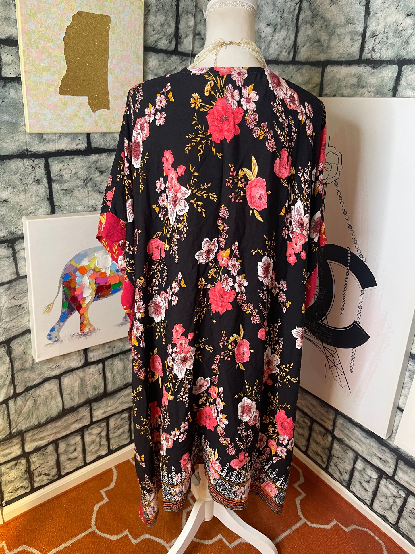 Knox Rose Black Red Cover Blouse Women sz One Size