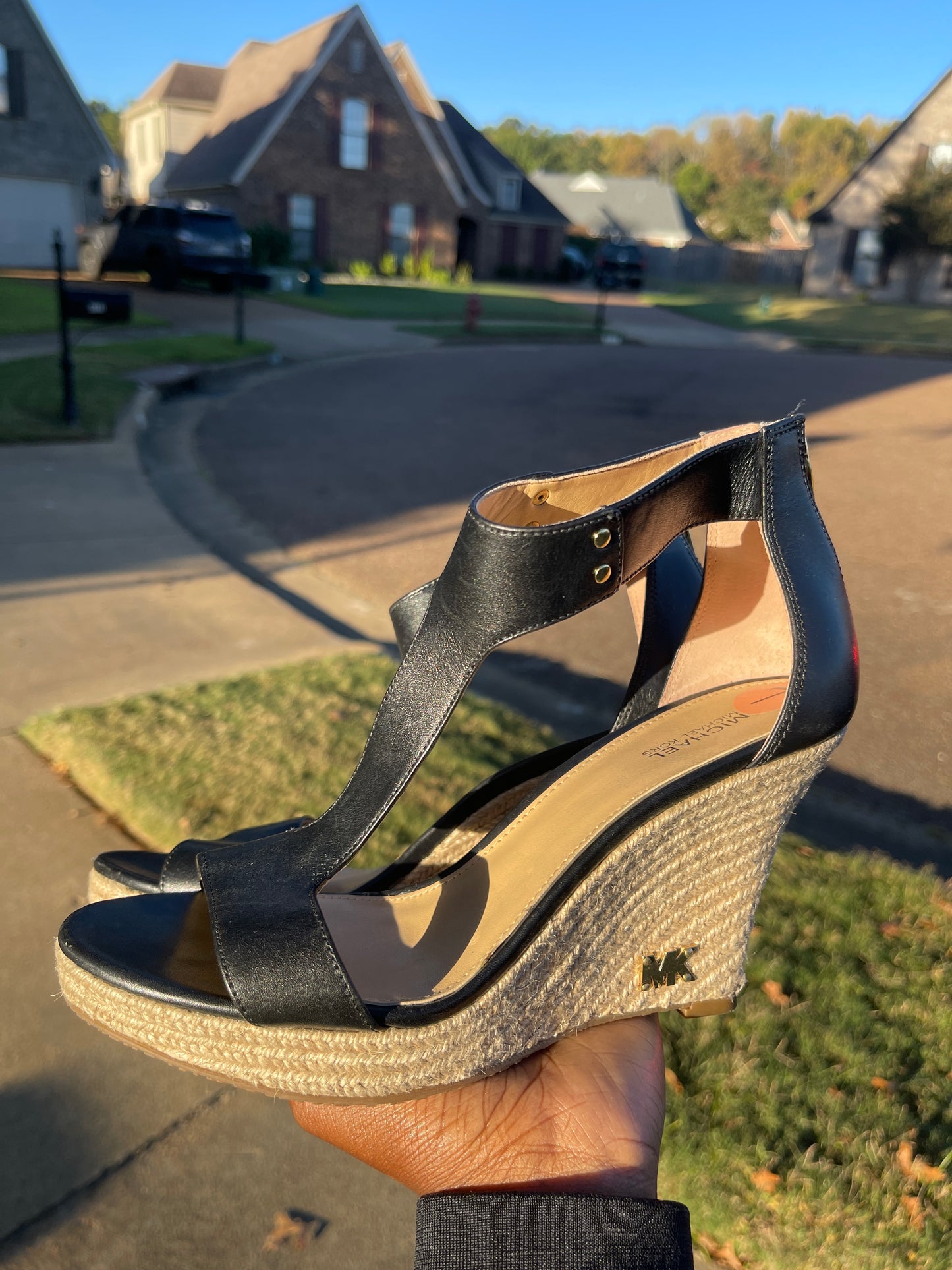 Michael kors black wedge women sz 7