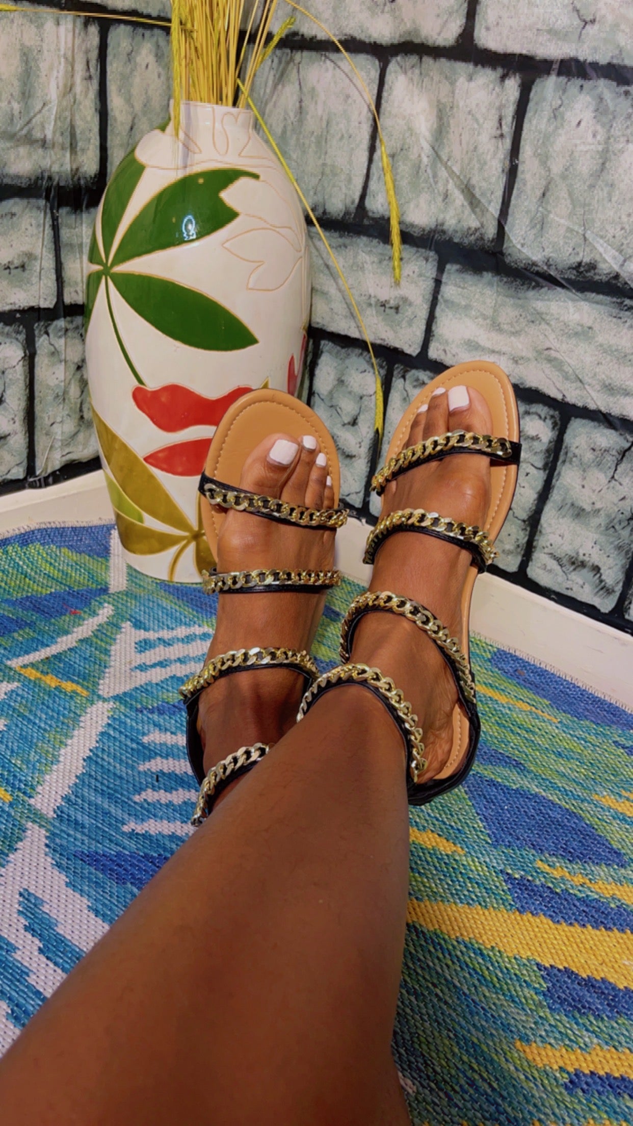 NEW Charlotte Russe Black Gold Chain Sandals Women sz 10
