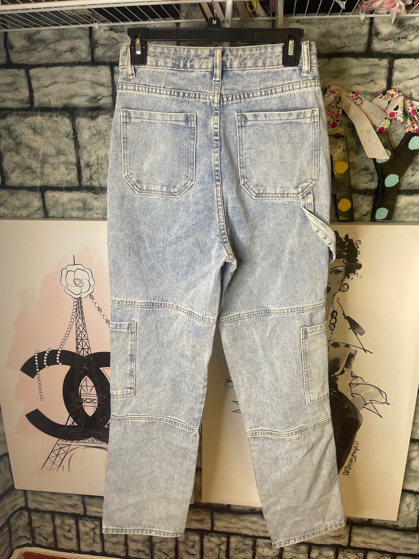Blue Denim Cargo Jeans Women sz Small