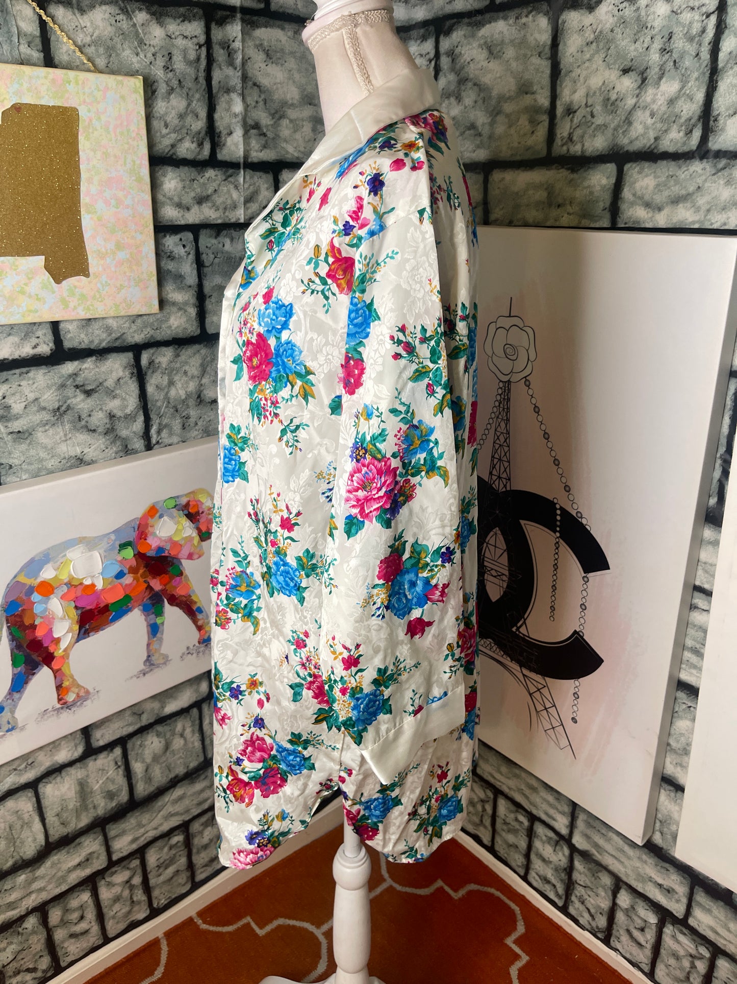 Morgan Taylor White Floral Button Gown Women sz Medium