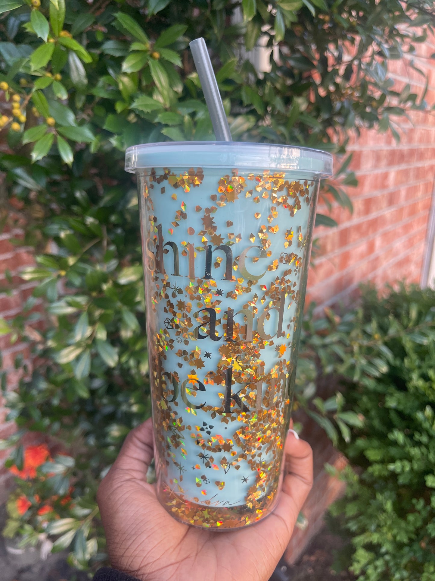 Shine & be kind cup blue gold