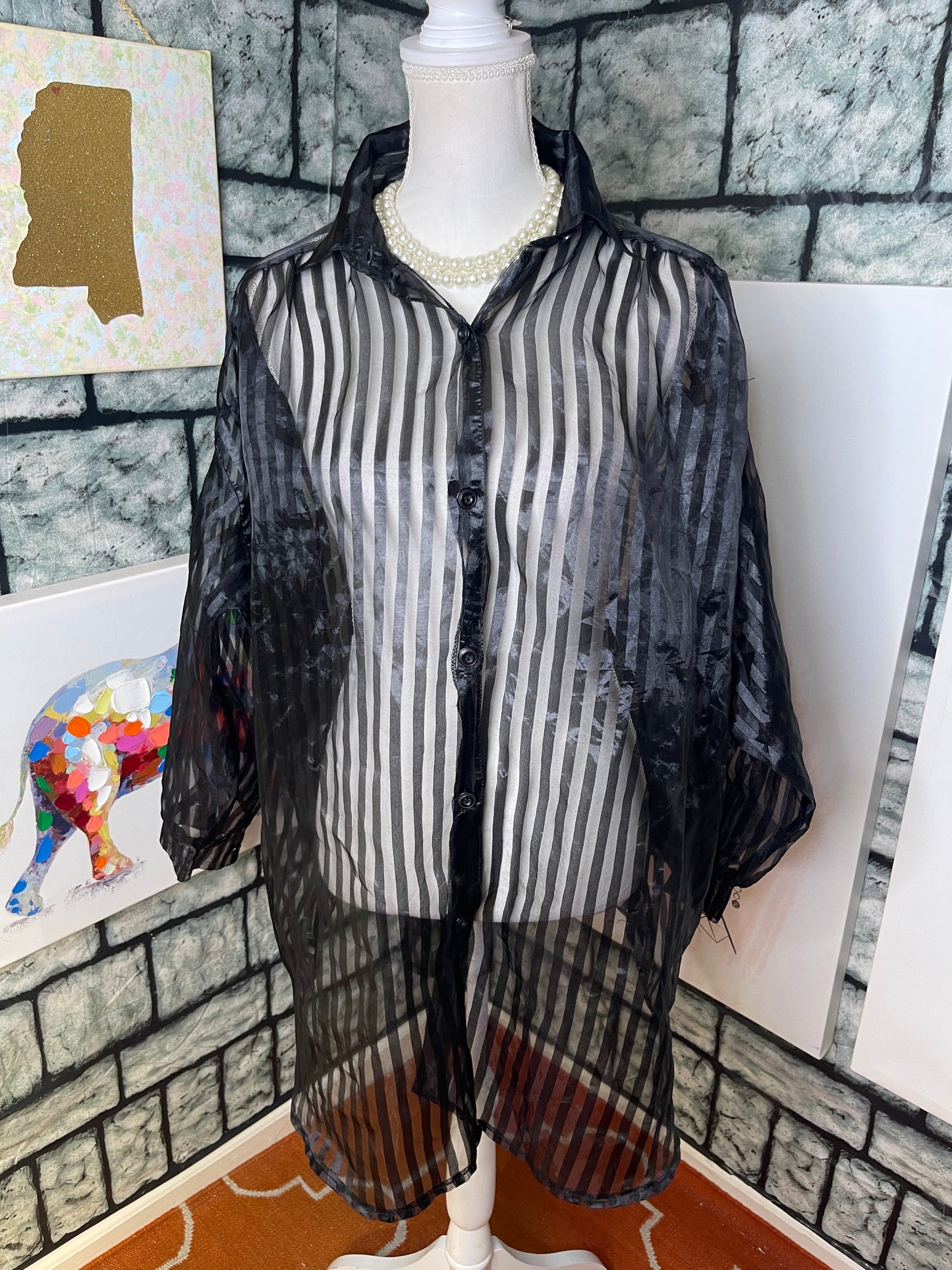 Wear Abouts Black button Blouse Women sz 1XL