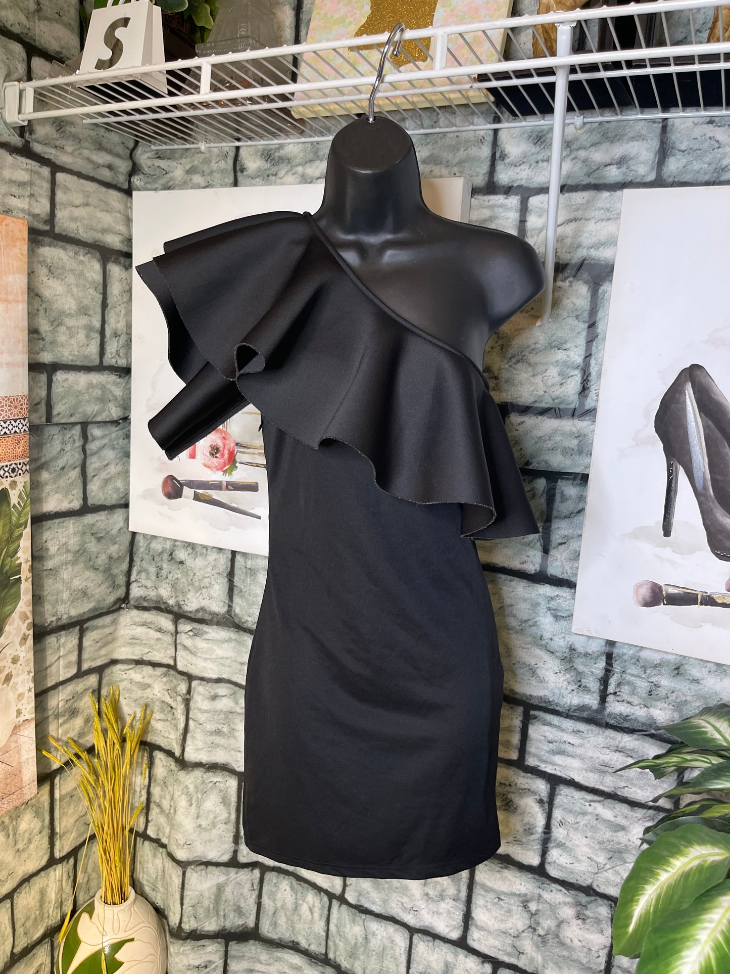 Black Ruffle Dress Women sz Small