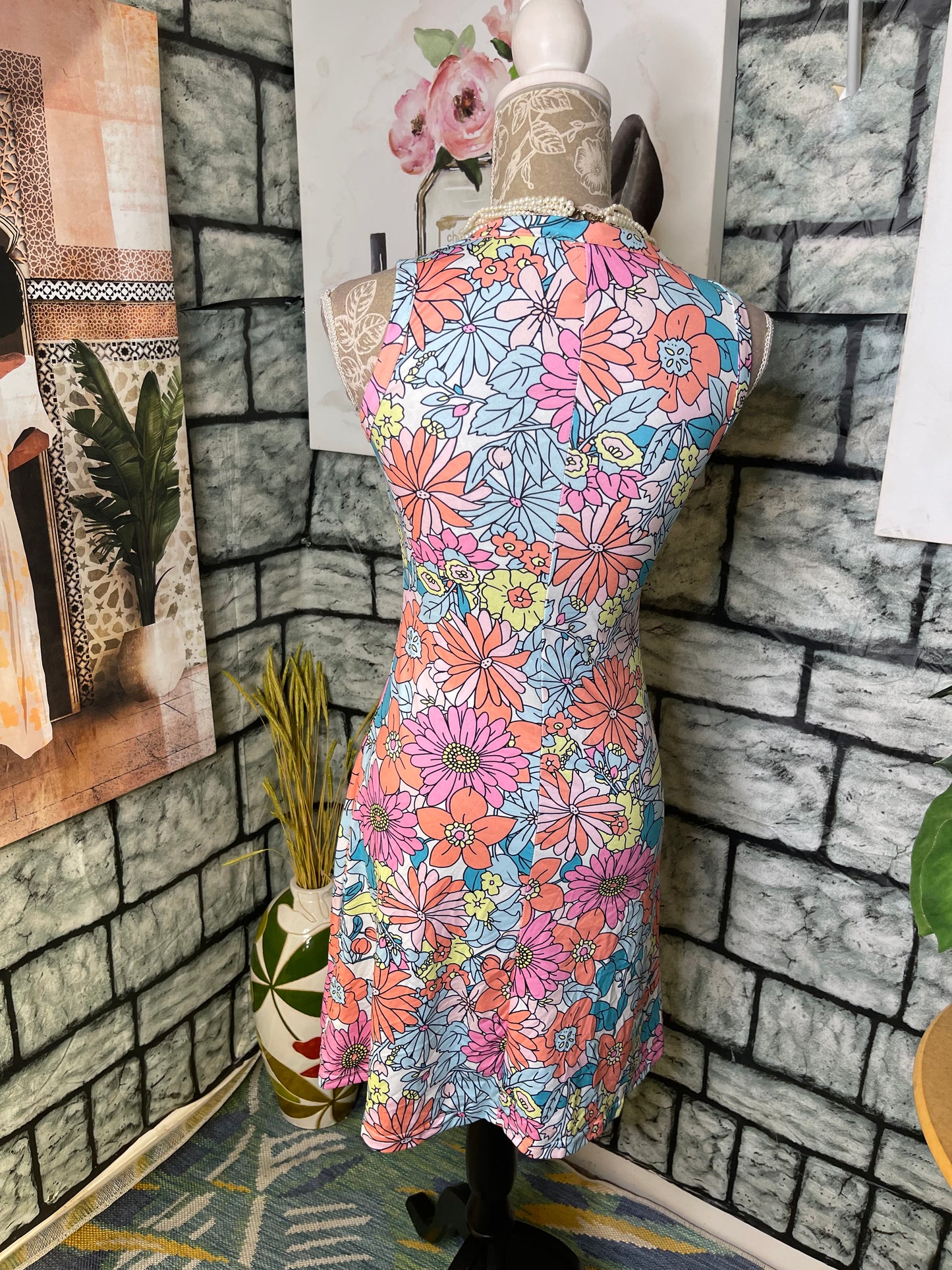Colorful Floral Dress Women sz Small