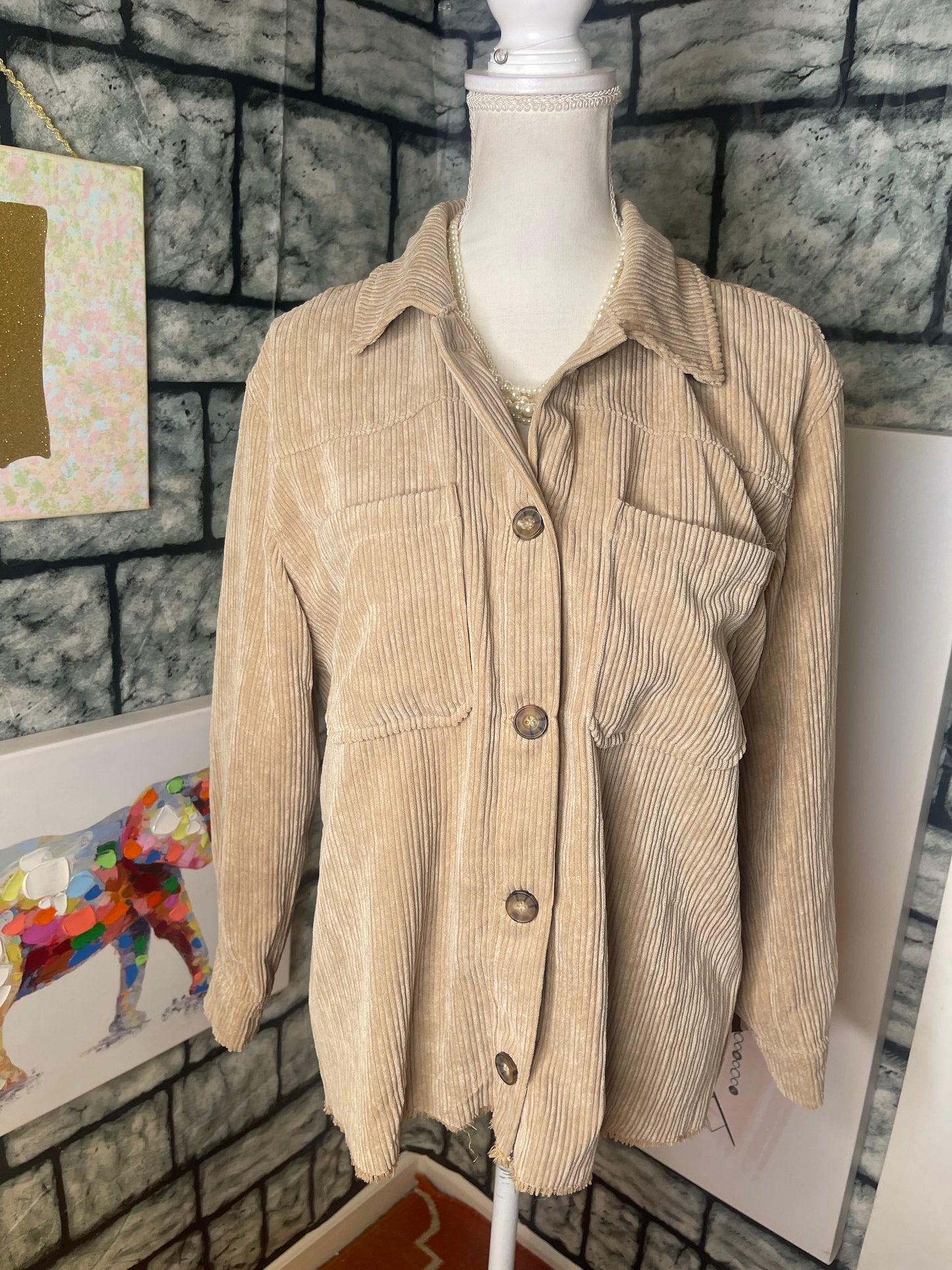 Love Tree Brown Button Blouse Women sz Medium