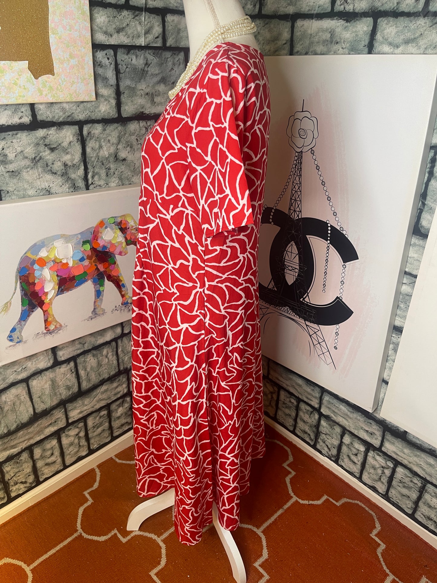 Red and White Dress Women Sz Medium