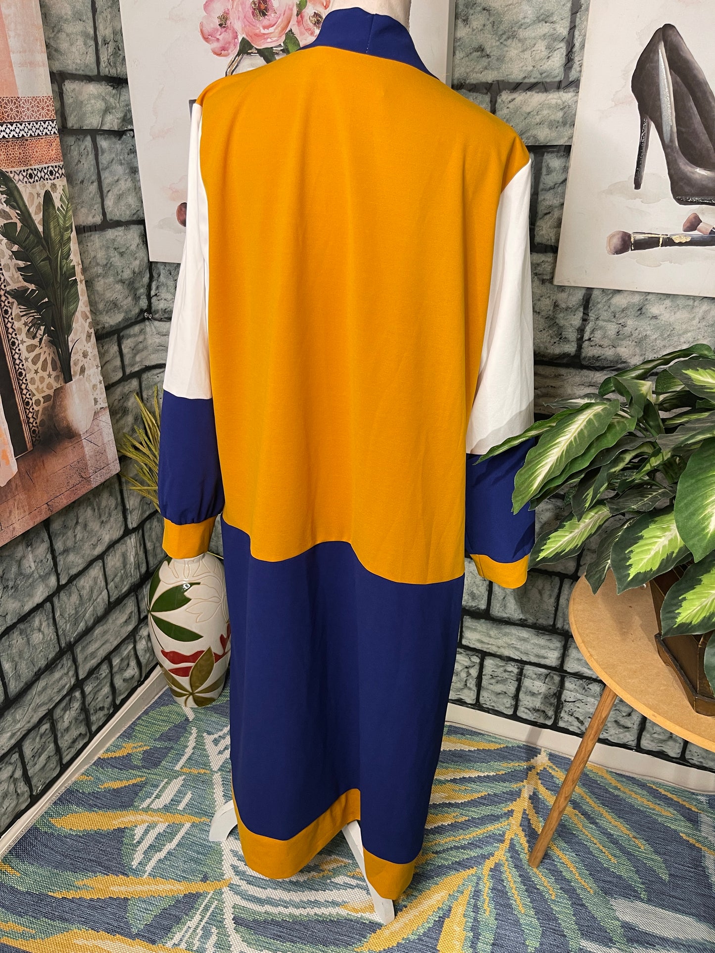 Yellow Blue Cover Duster Women sz 3XL