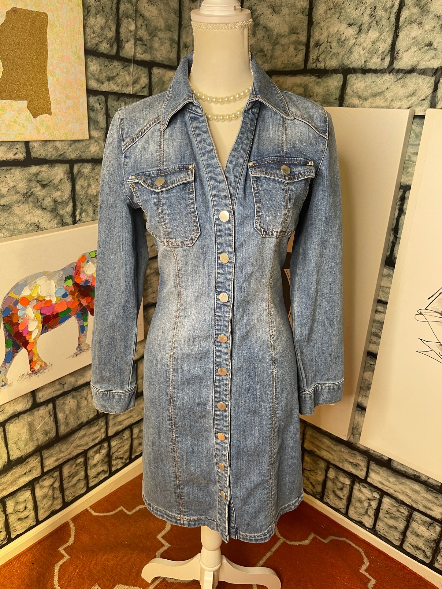 INC Blue Denim Dress Women sz 6