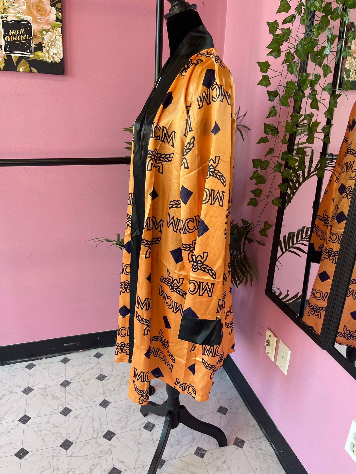 “MCM” cover / duster orange women sz Fits up to 2XL