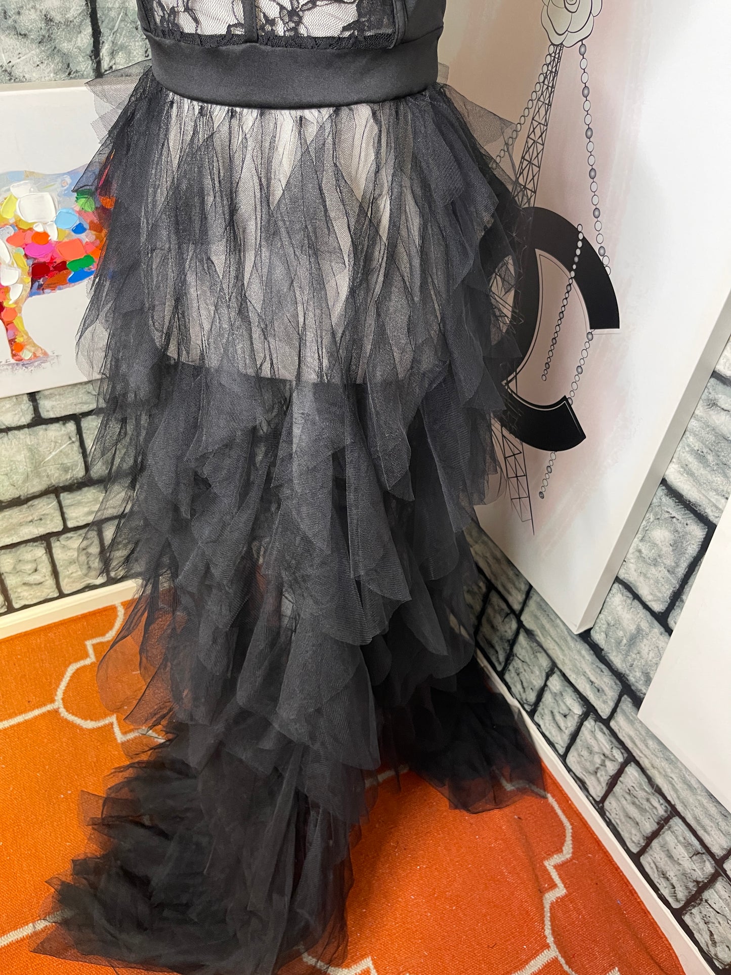Black Ruffle Dress Women sz Medium