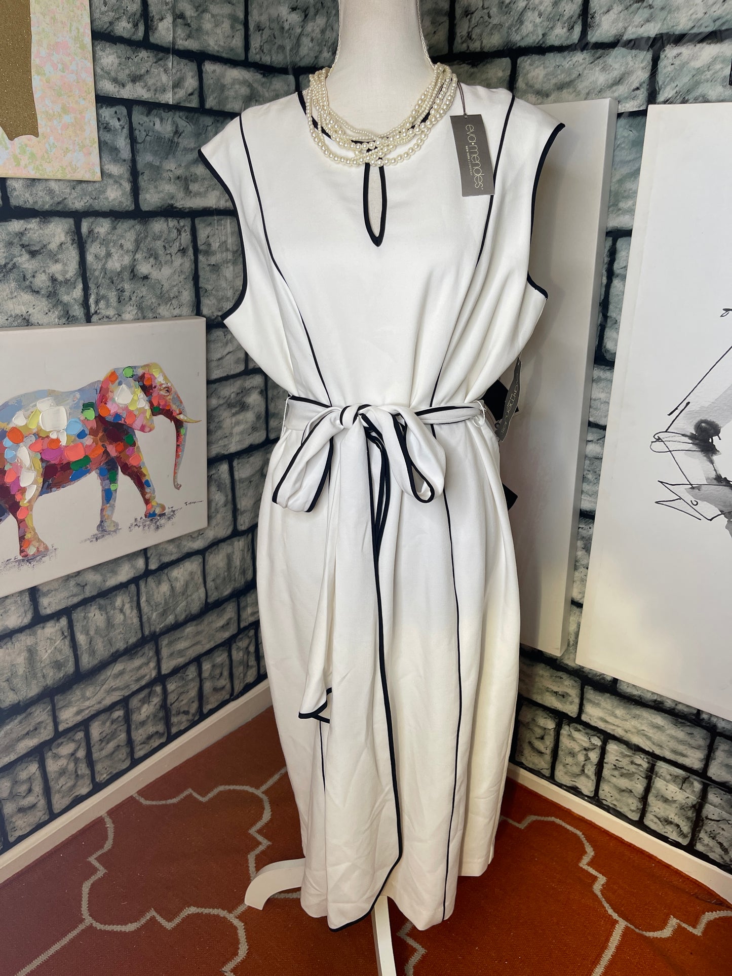 NEW Eva Mendes NYC White Black Dress Women sz 14
