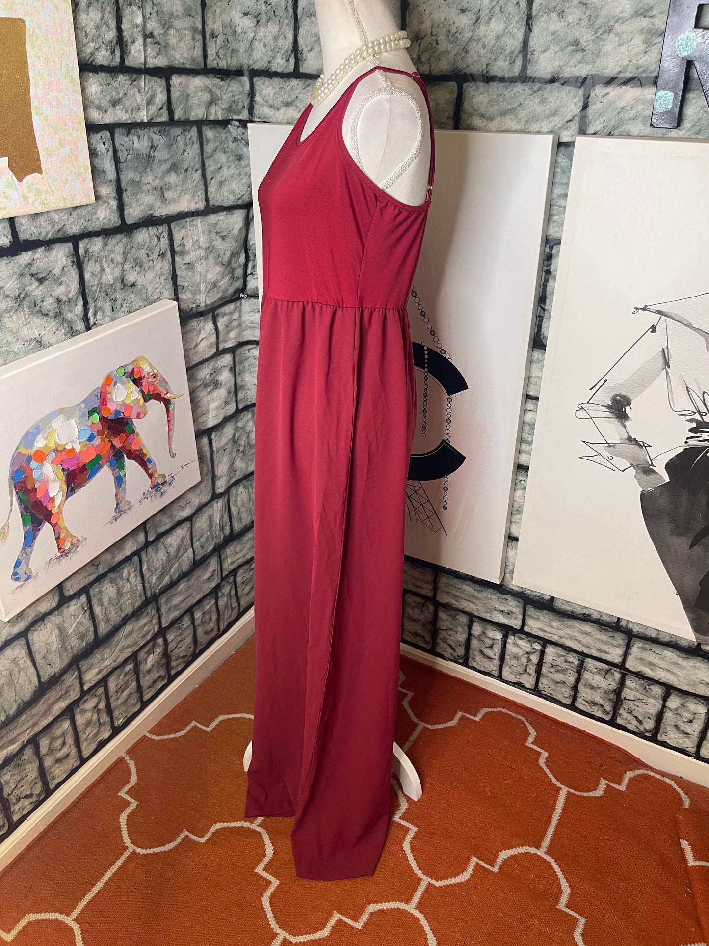 Shein Burgundy Jumpsuit Women sz XL