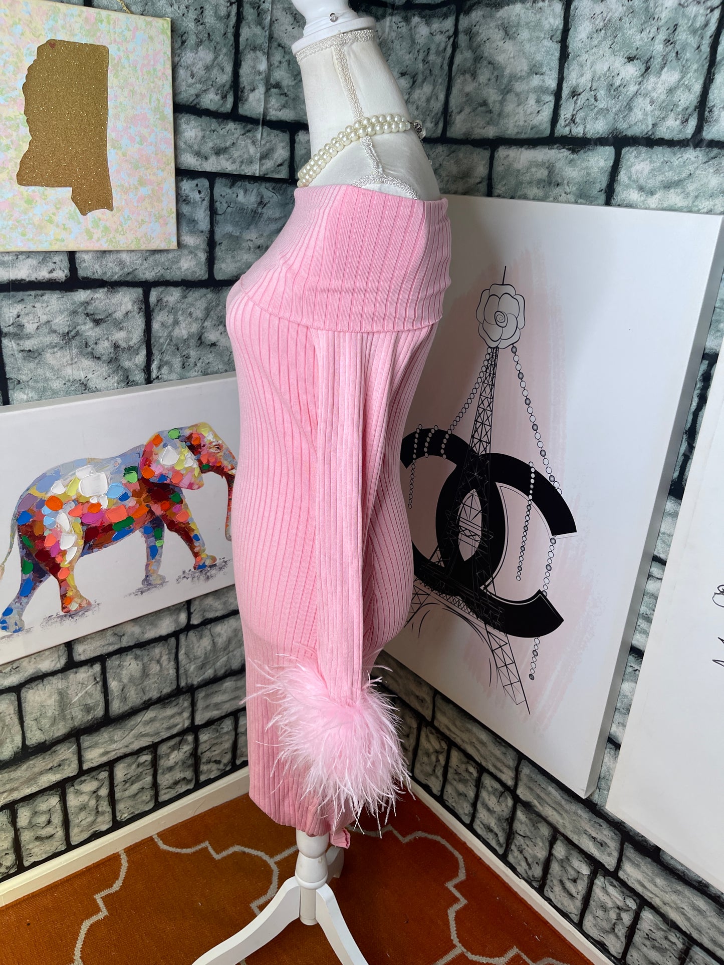 NEW Fashion Nova Pink Fur Dress Women sz Large
