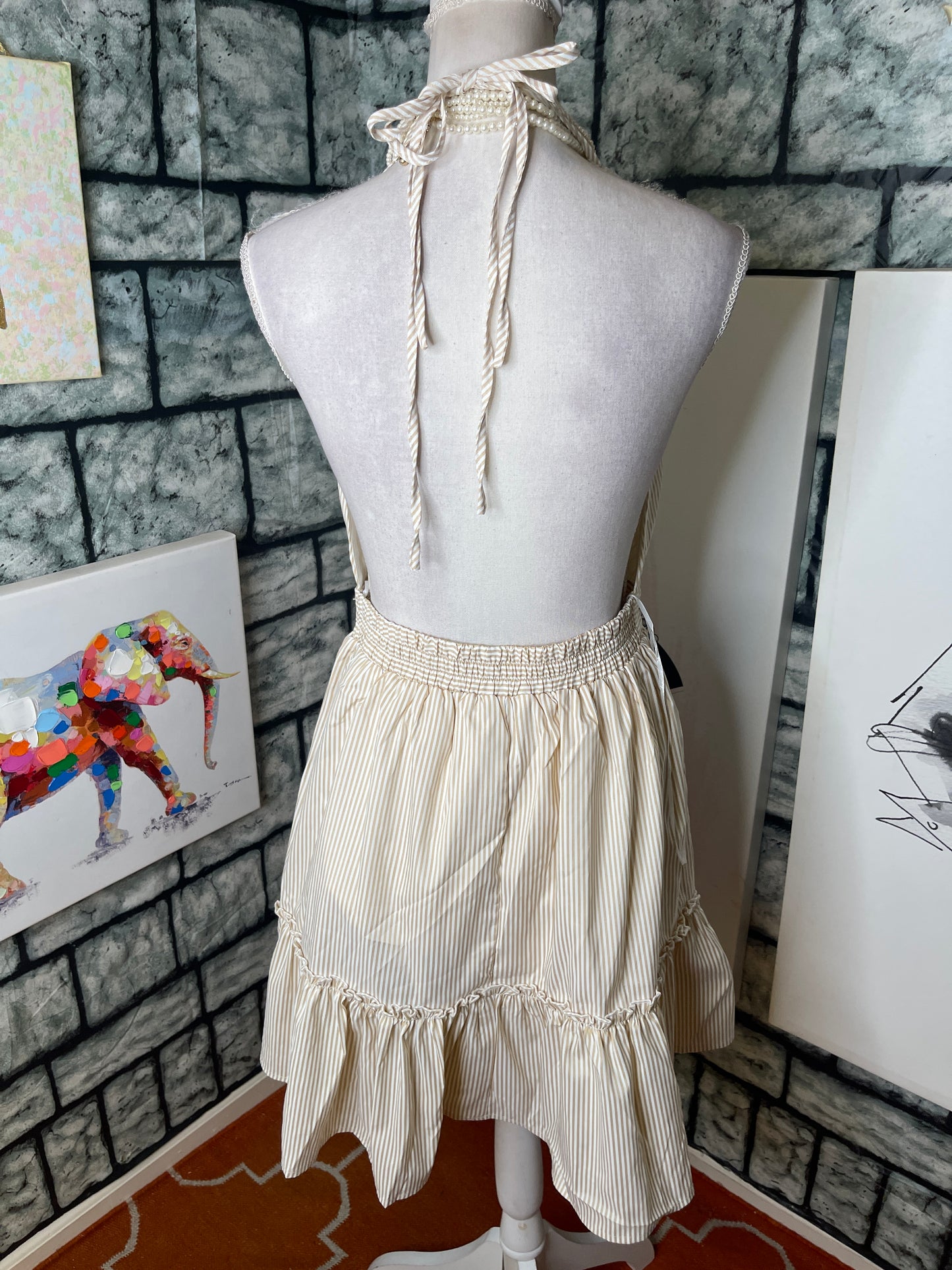 HYFVE Tan White Dress Women sz Medium