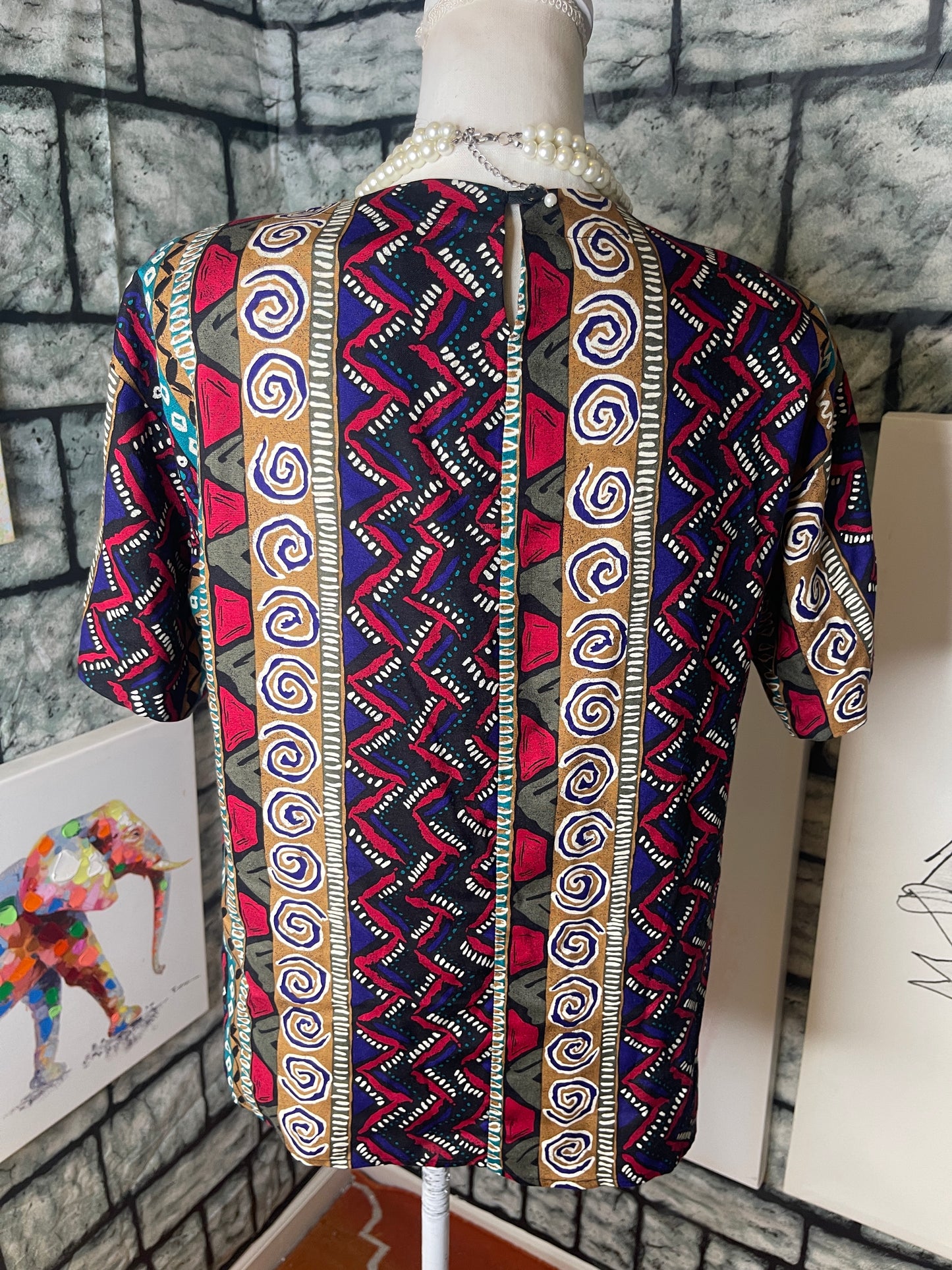 Norton mcnaughton dark colorful blouse women sz 6