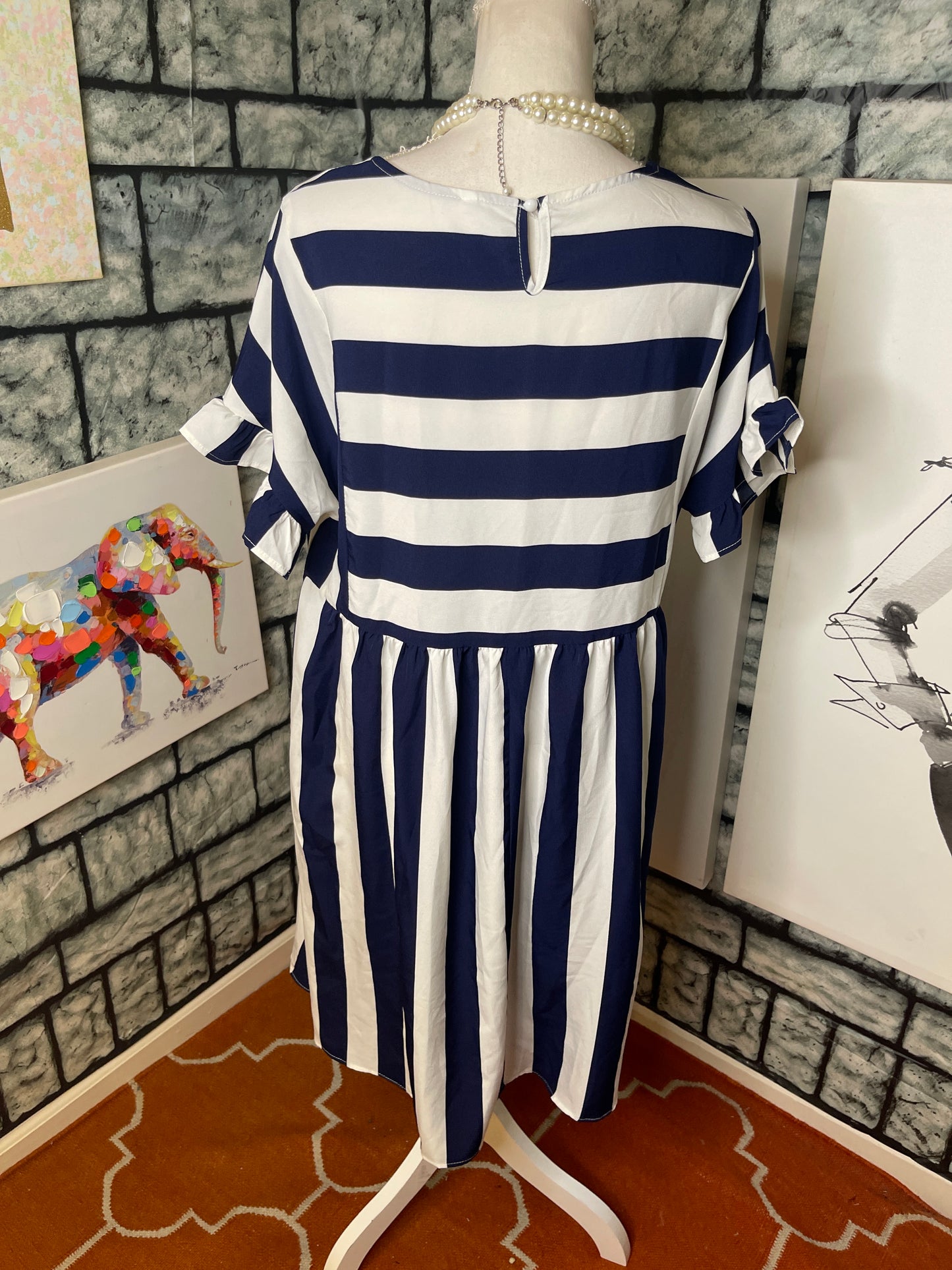 Blue White Dress Women sz XL