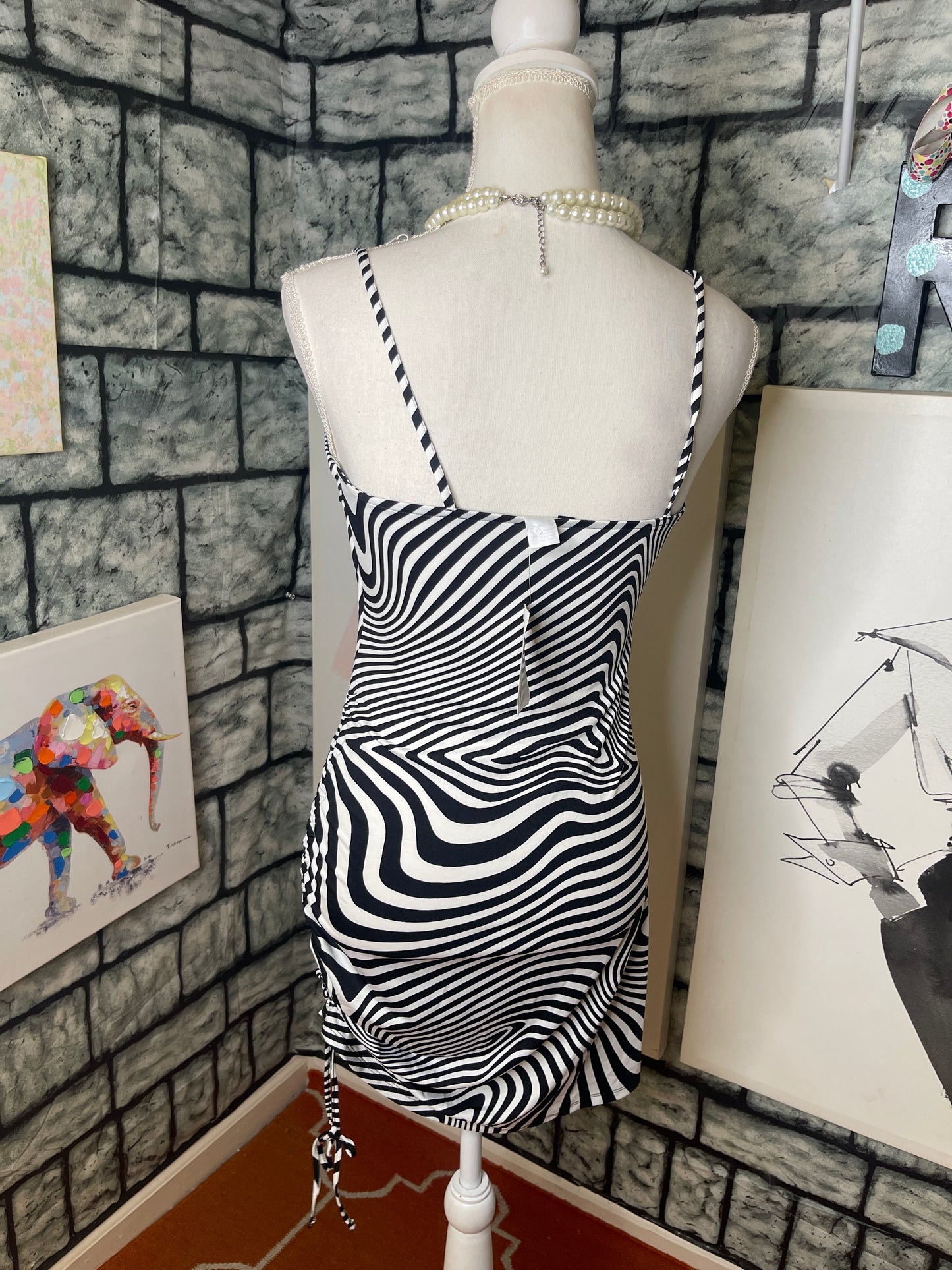 NEW H&M Black White Dress Women sz Medium