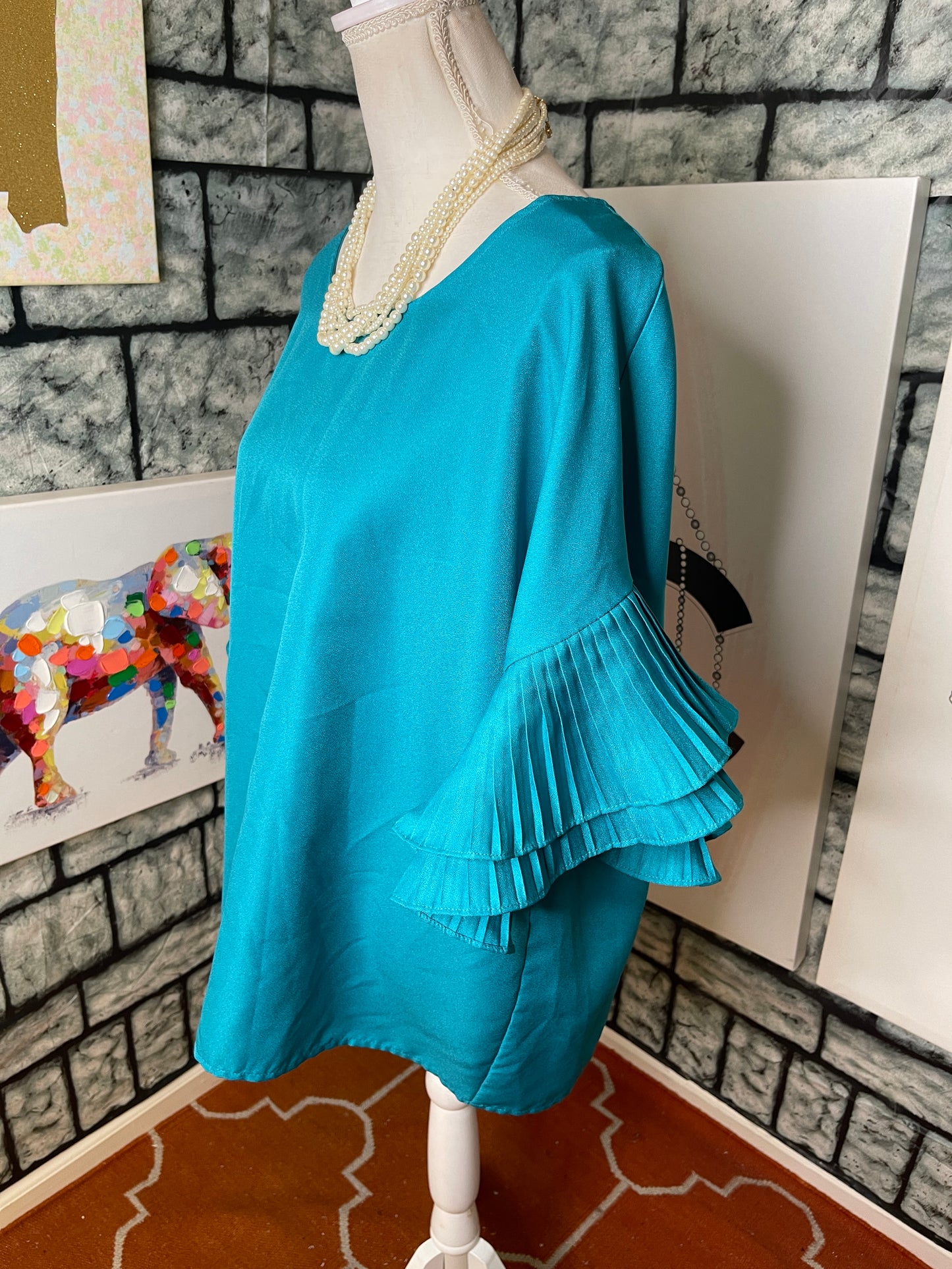 K.Jordan Turquoise Blouse Top Women Sz 1XL