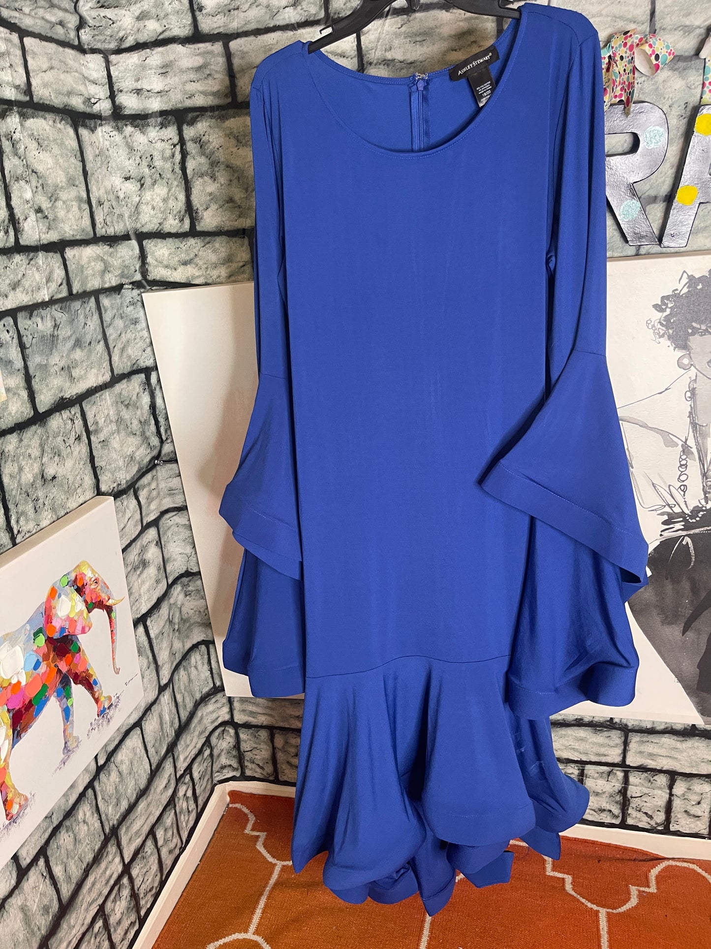 Ashley Stewart blue ruffle dress women sz 18/20