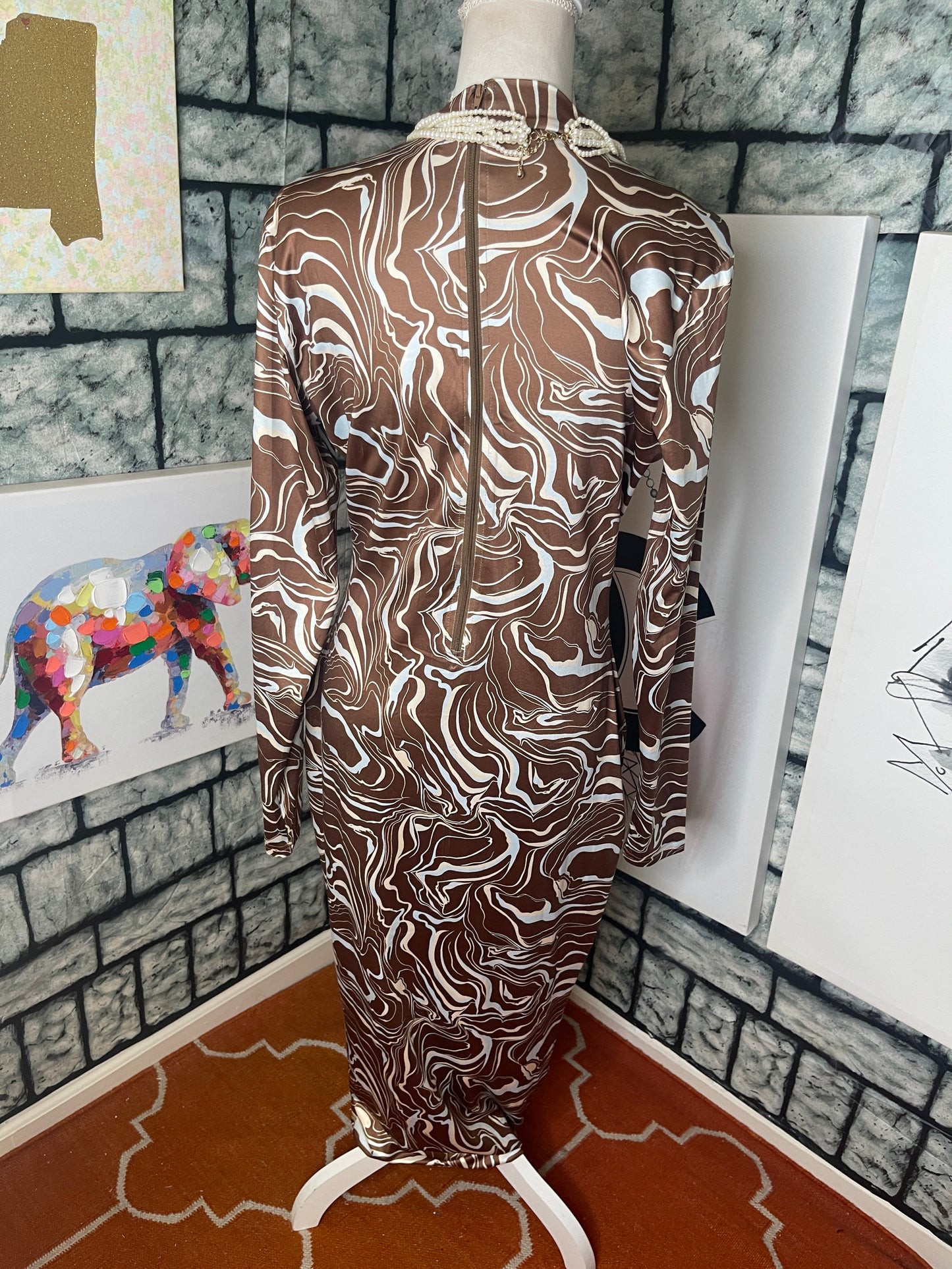Brown White Dress Women sz 1XL
