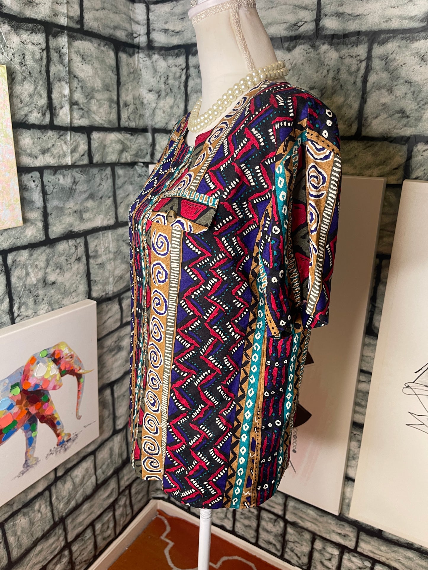 Norton mcnaughton dark colorful blouse women sz 6