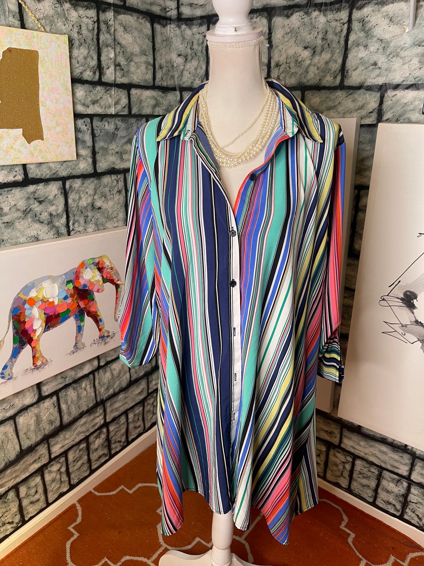 Melissa Paige Colorful Button Dress Women sz XL