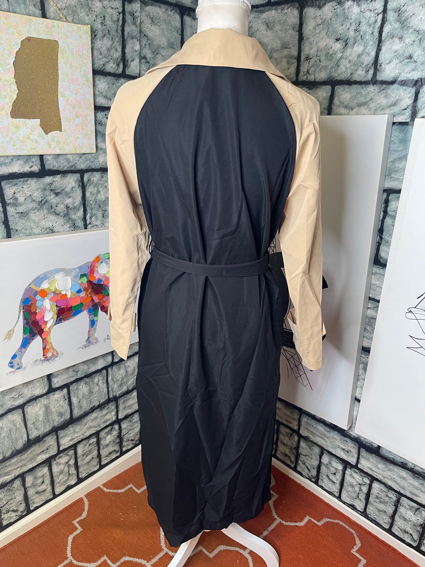 Sen Black Tan Button Dress Women sz Small