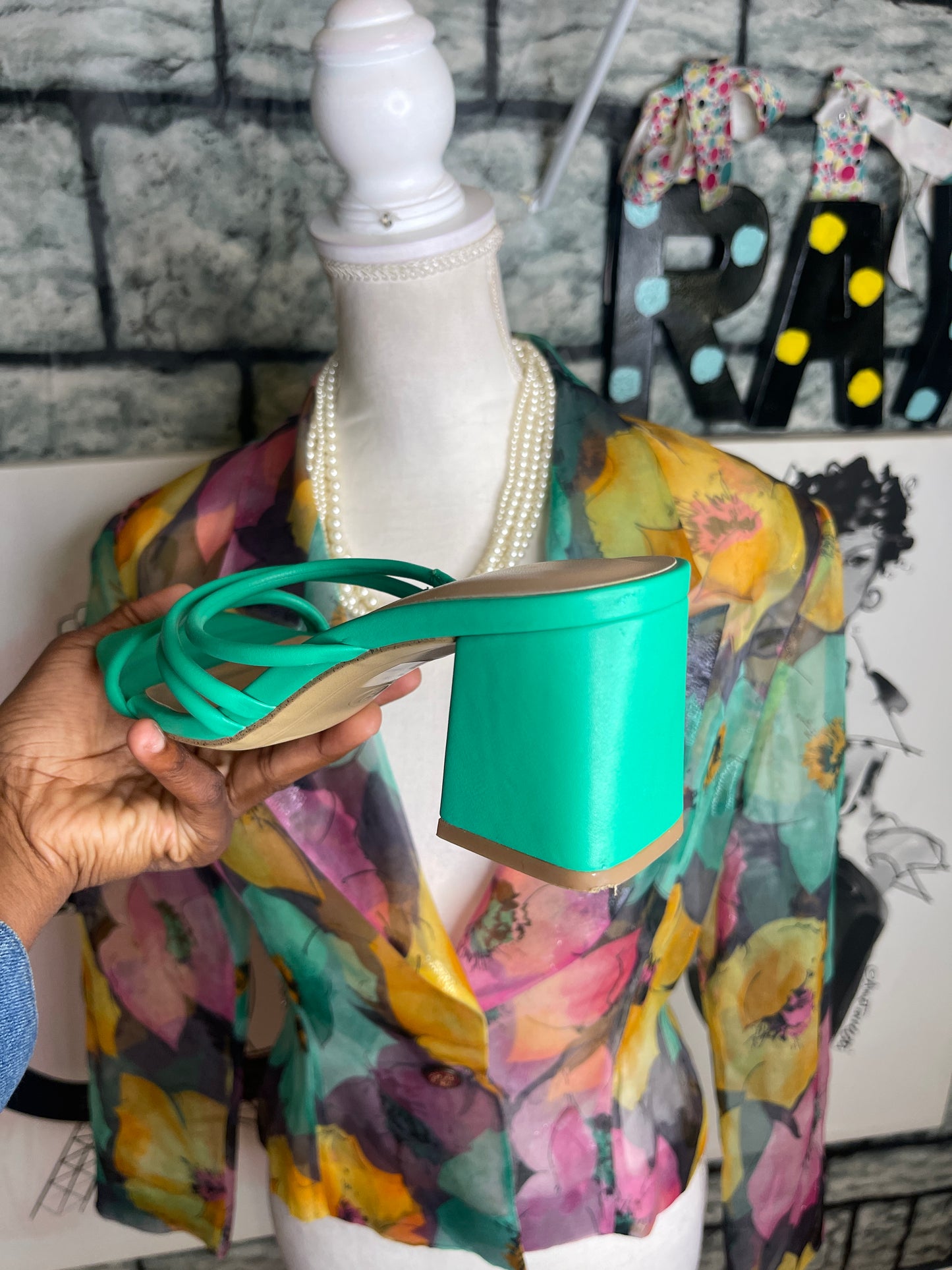A new day green low heels women sz 9