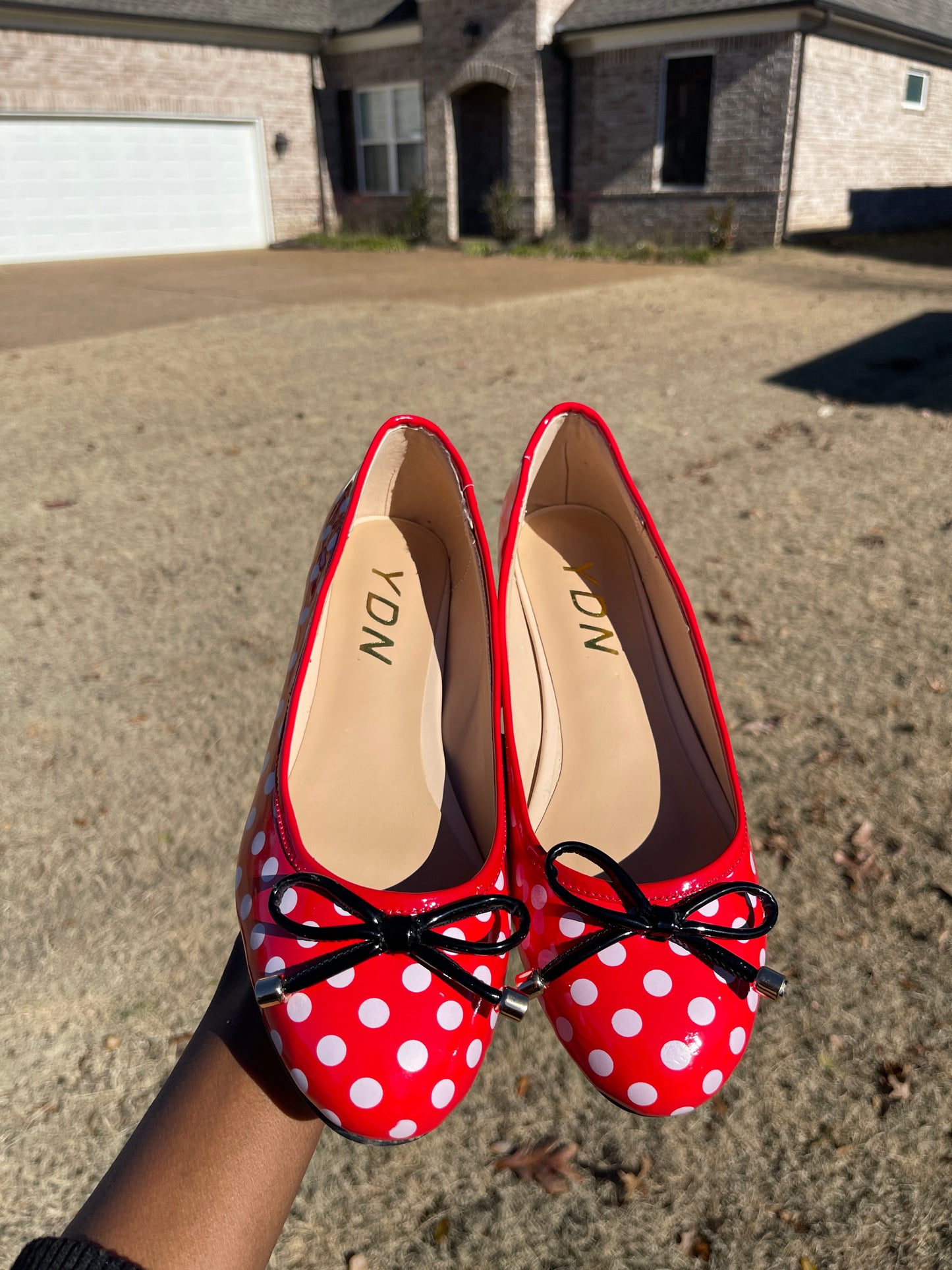 YDN Red White Polka Dot Flats Women sz 9.5