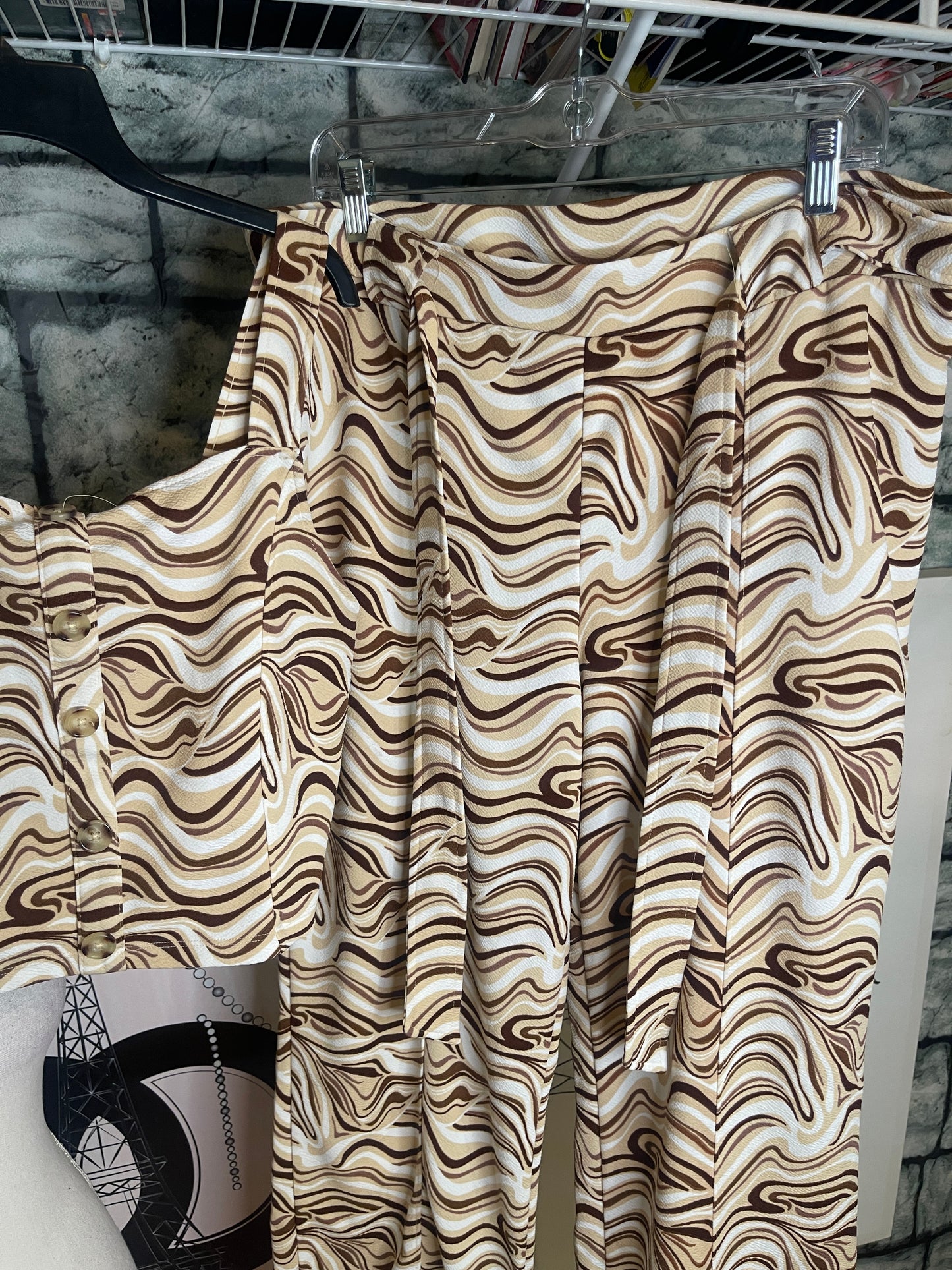 NoBo brown tan 2 piece pants set women sz 2xl